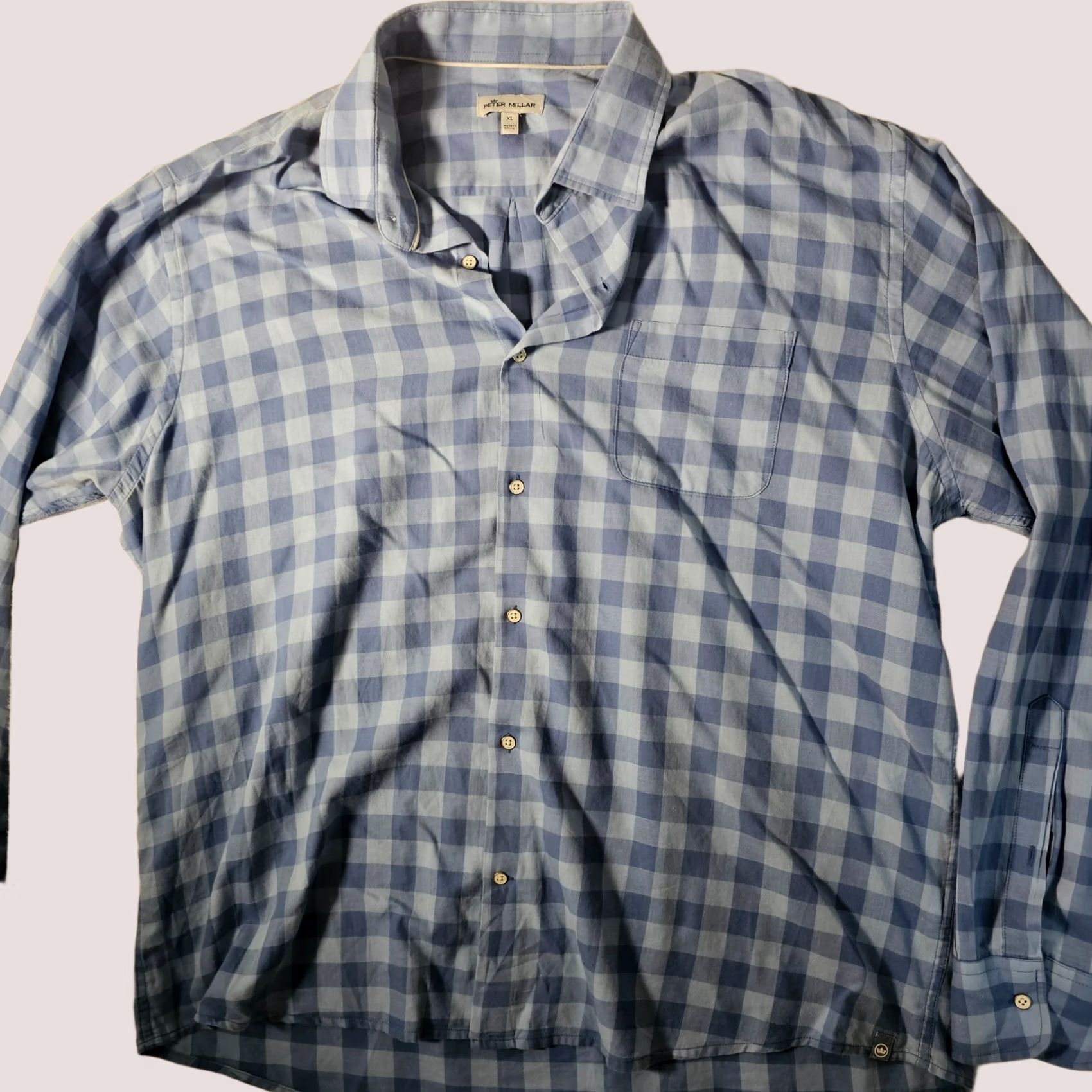 Peter Millar Peter Millar Shirt Button-Up XL Blue Check Mens Long Sleeve Casual Vintage No Size US XL / EU 56 / 4 - 1 Thumbnail