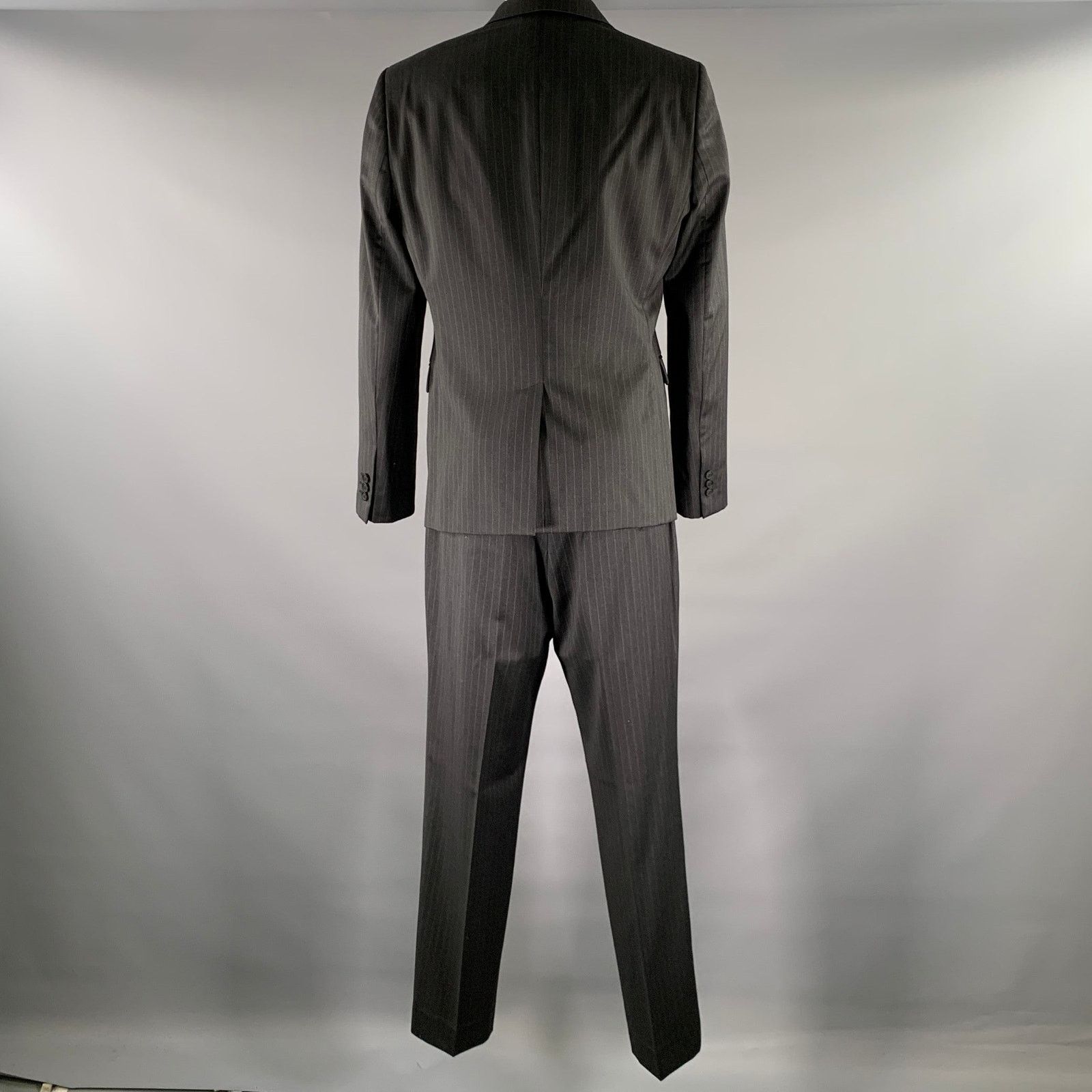 Emporio Armani EMPORIO ARMANI 42 Grey Charcoal Pinstripe Virgin Wool Suit Size 42R - 3 Thumbnail