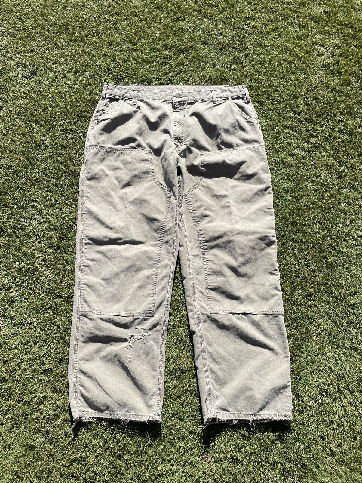 Carhartt Carhartt Double Knee Work Pants Mens 42x34 Green Canvas B195 Size US 42 / EU 58 - 2 Thumbnail