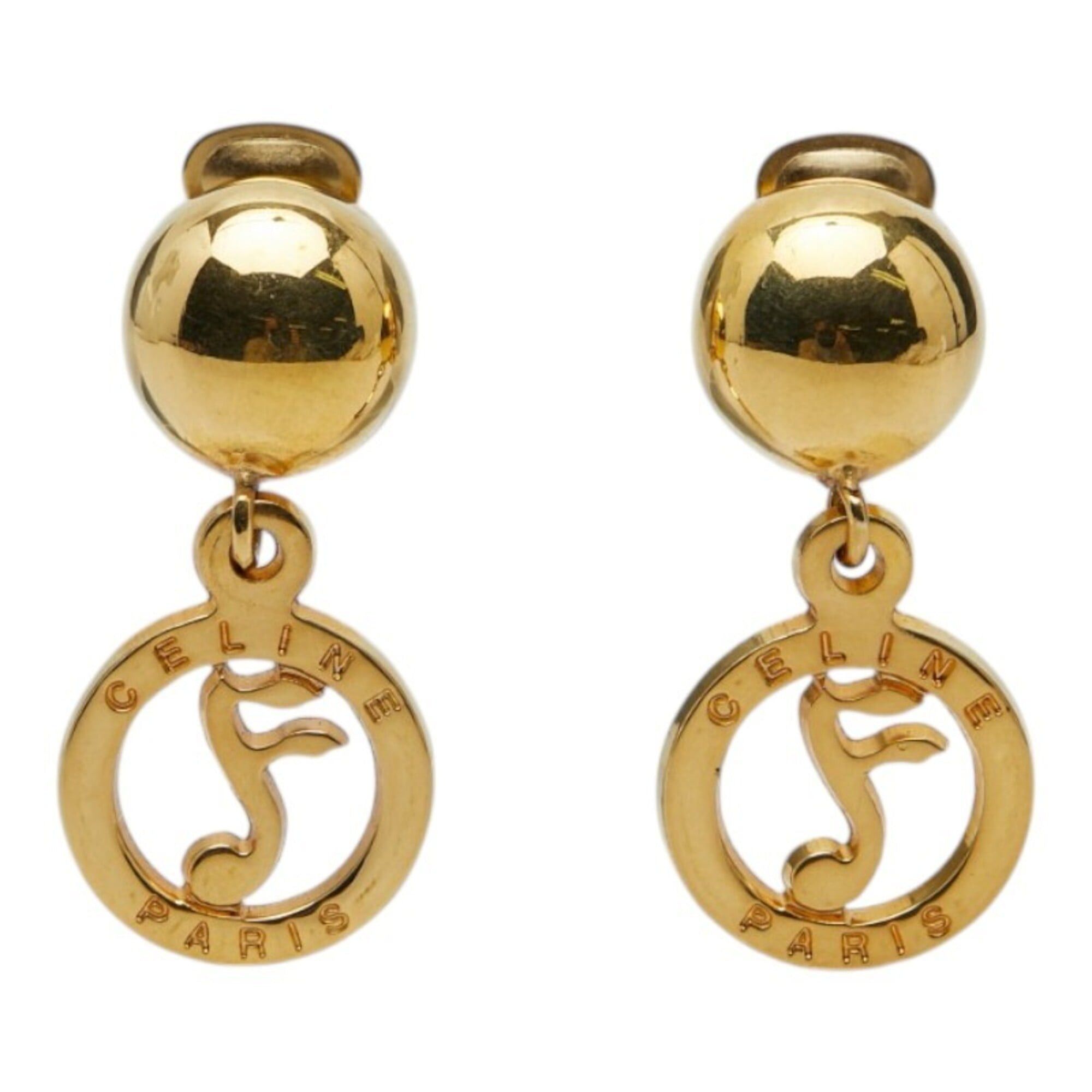 Celine Celine Musical Note Round Earrings, Gold Plated, Women's CELINE Size ONE SIZE - 1 Thumbnail