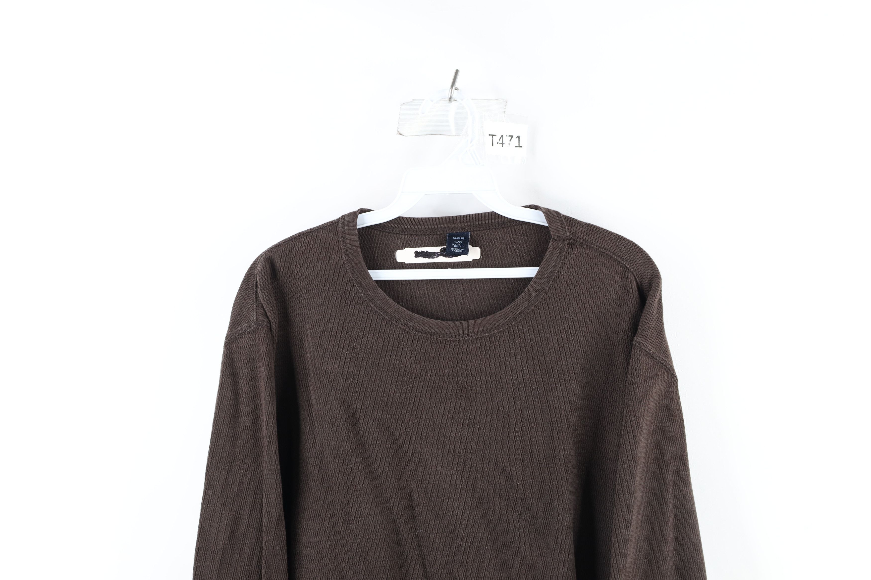 Gap × Vintage Vintage Gap Thermal Waffle Knit Long Sleeve T-Shirt Brown Size US L / EU 52-54 / 3 - 2 Thumbnail