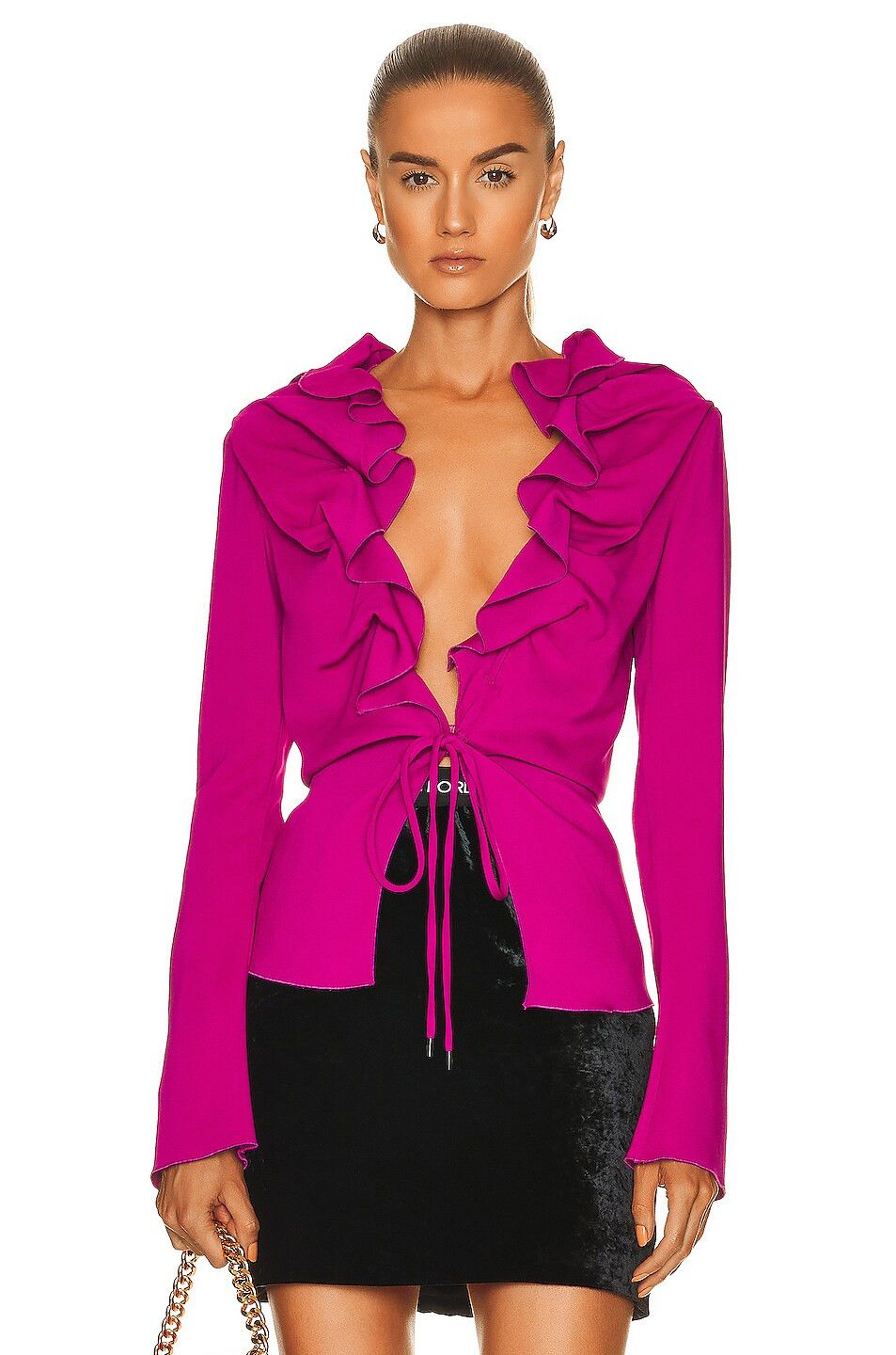 Tom Ford o1w1db10225 TS2001 Tie Fastening Long-sleeve Top in Fuchsia Size S / US 4 / IT 40 - 1 Thumbnail