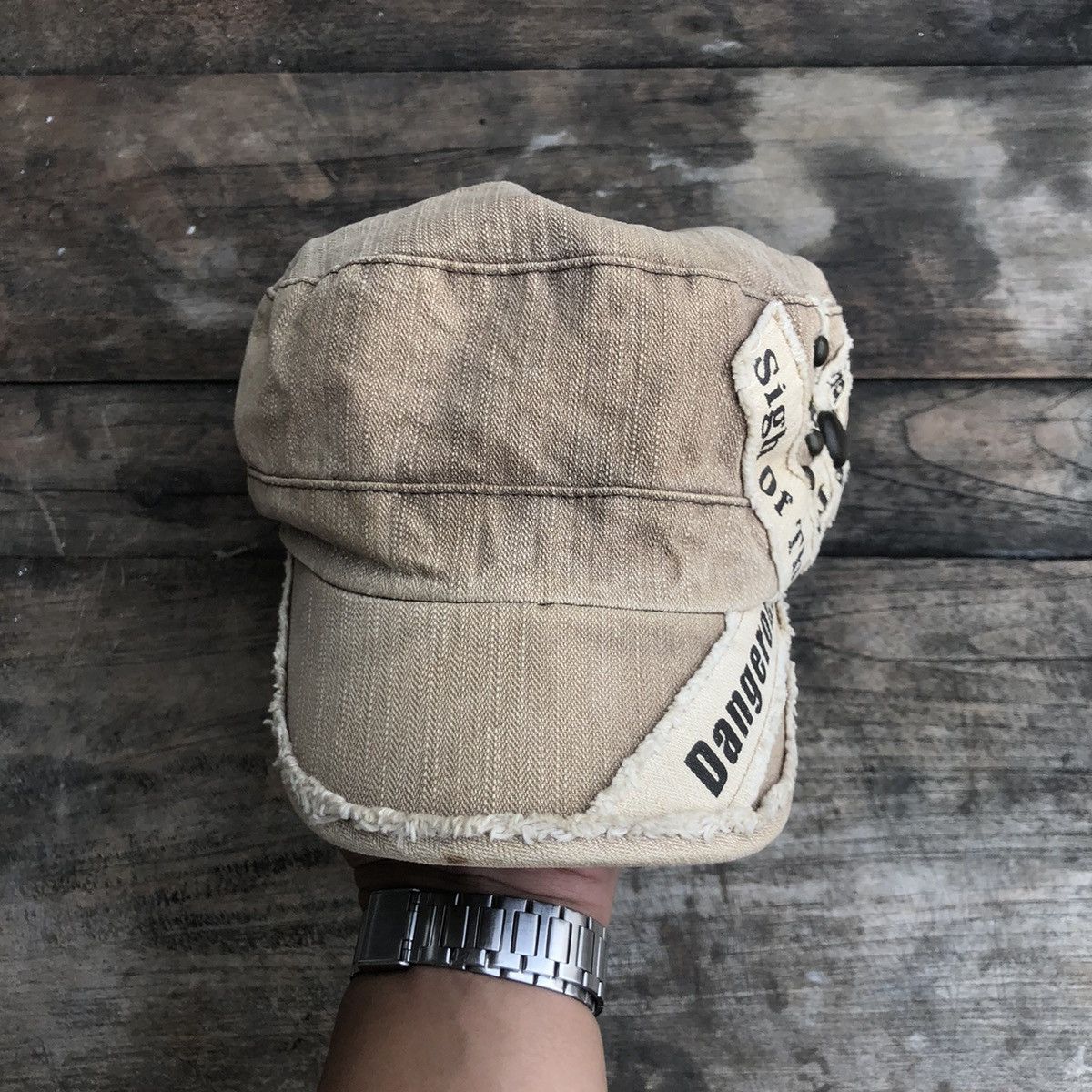 Japanese Brand Y2K Japanese Studded Cadet Faded Distressed Vintage Hat Size ONE SIZE - 2 Thumbnail