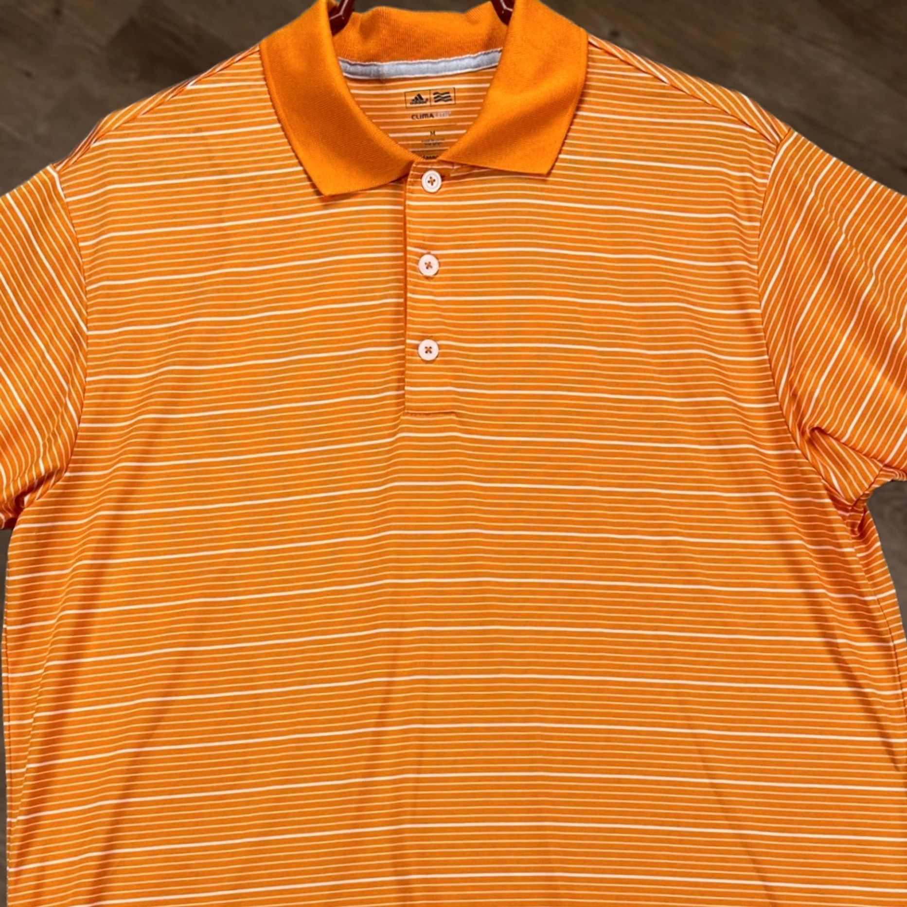 Adidas Adidas Climalite Shirt Golf Polo Mens Medium Orange Striped Short Sleeve Size US M / EU 48-50 / 2 - 1 Thumbnail