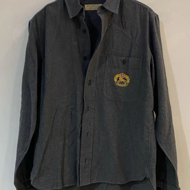 Burberry Burberry Gray Cotton Blend Men's Shirt Size US S / EU 44-46 / 1 - 1 Thumbnail