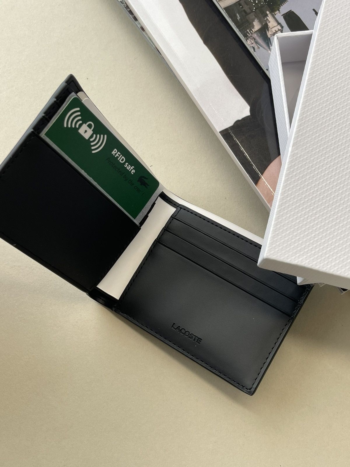 Lacoste (new+tag) Lacoste men bifold wallet monogram black Size ONE SIZE - 10 Thumbnail