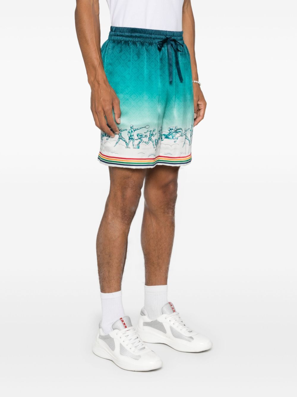 Casablanca o1h1sh11224 Drawstring Shorts in Teal Green Size US 36 / EU 52 - 5 Thumbnail