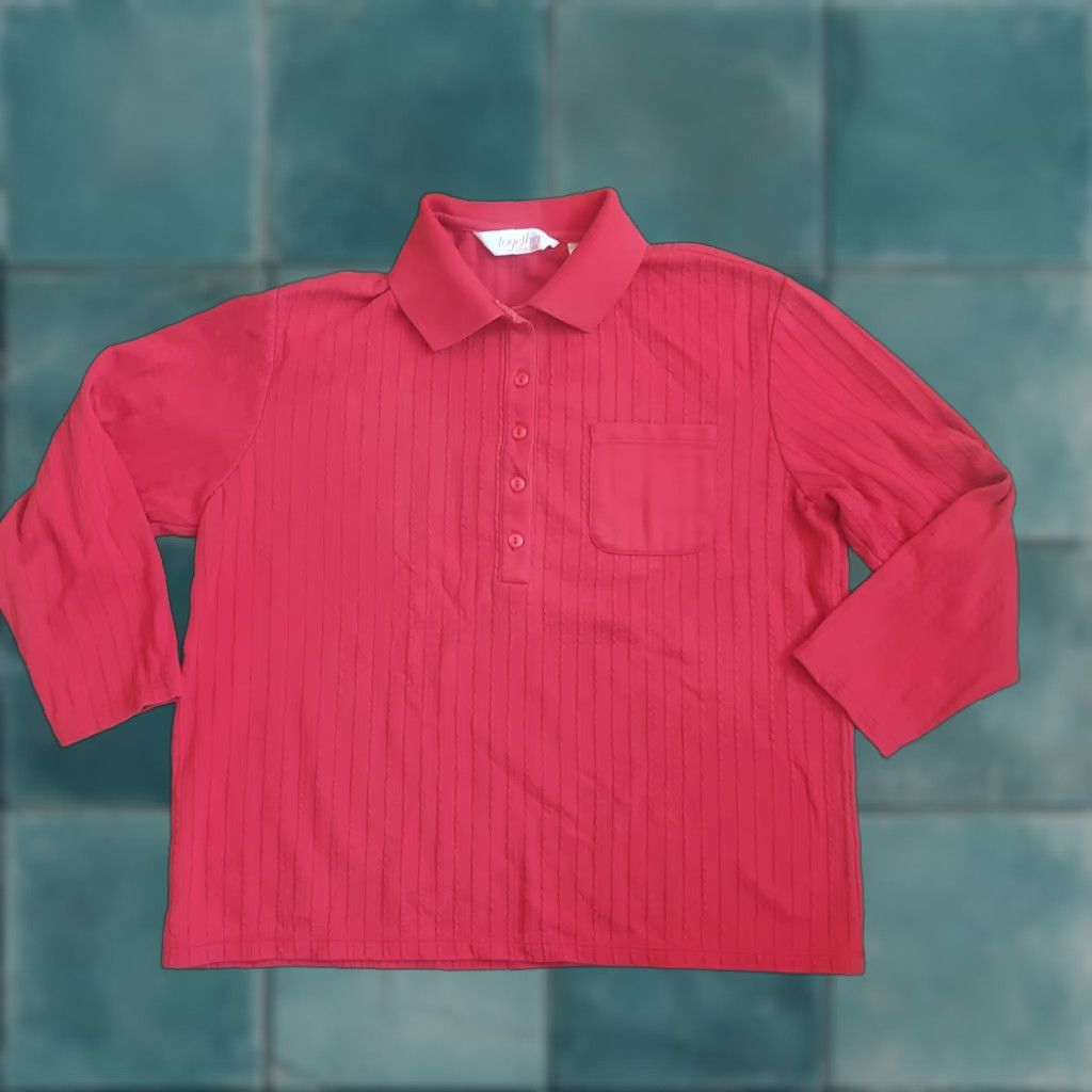Vintage Together Classics Men’s Red Button Long Sleeve Polo Shirt PM Petite Size Size US M / EU 48-50 / 2 - 1 Thumbnail