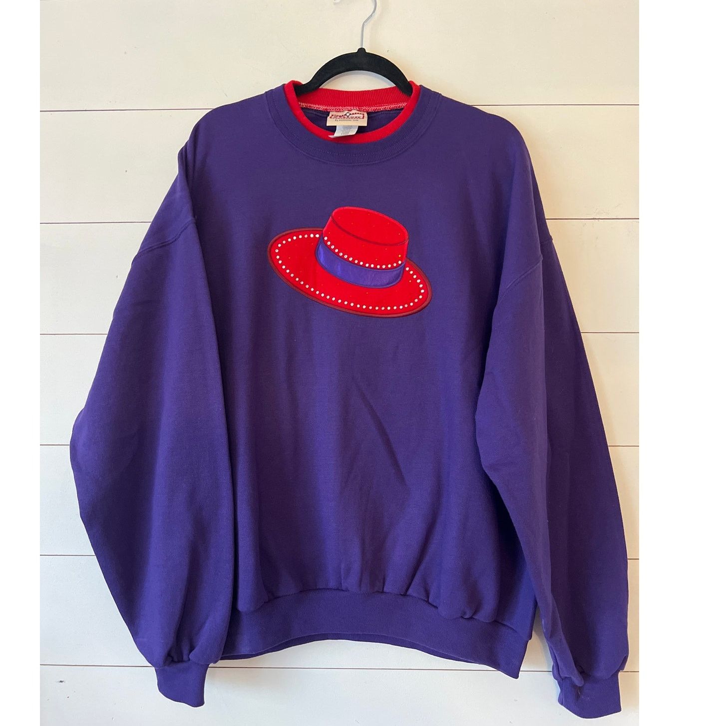 Other Top Stitch Vintage Red Hat Purple Crewneck Sweatshirt XL Size XL / US 12-14 / IT 48-50 - 1 Thumbnail