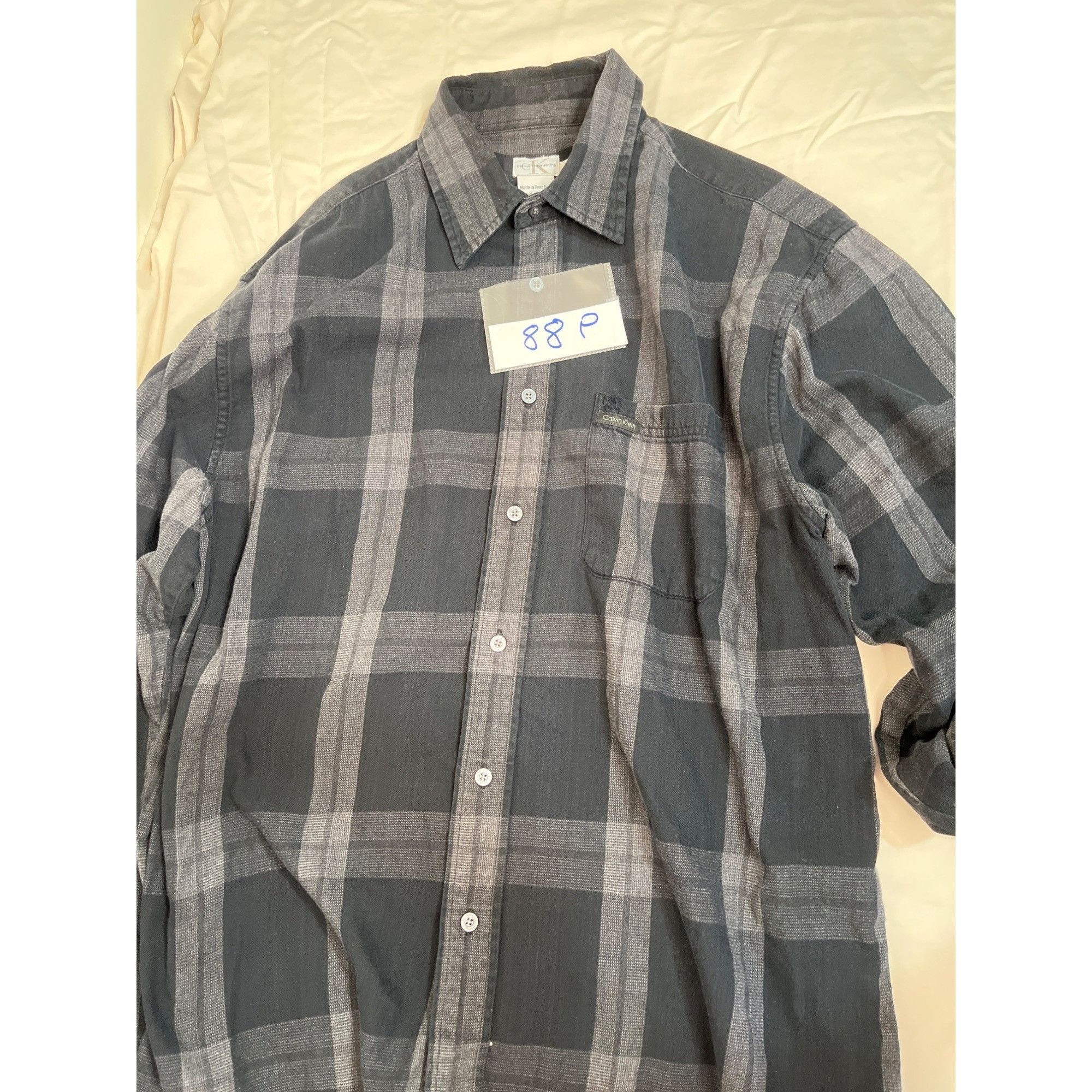 Other Calvin Klein Jeans Mens Gray Plaid Button-Up Long-Sleeve Shi Size US M / EU 48-50 / 2 - 6 Thumbnail