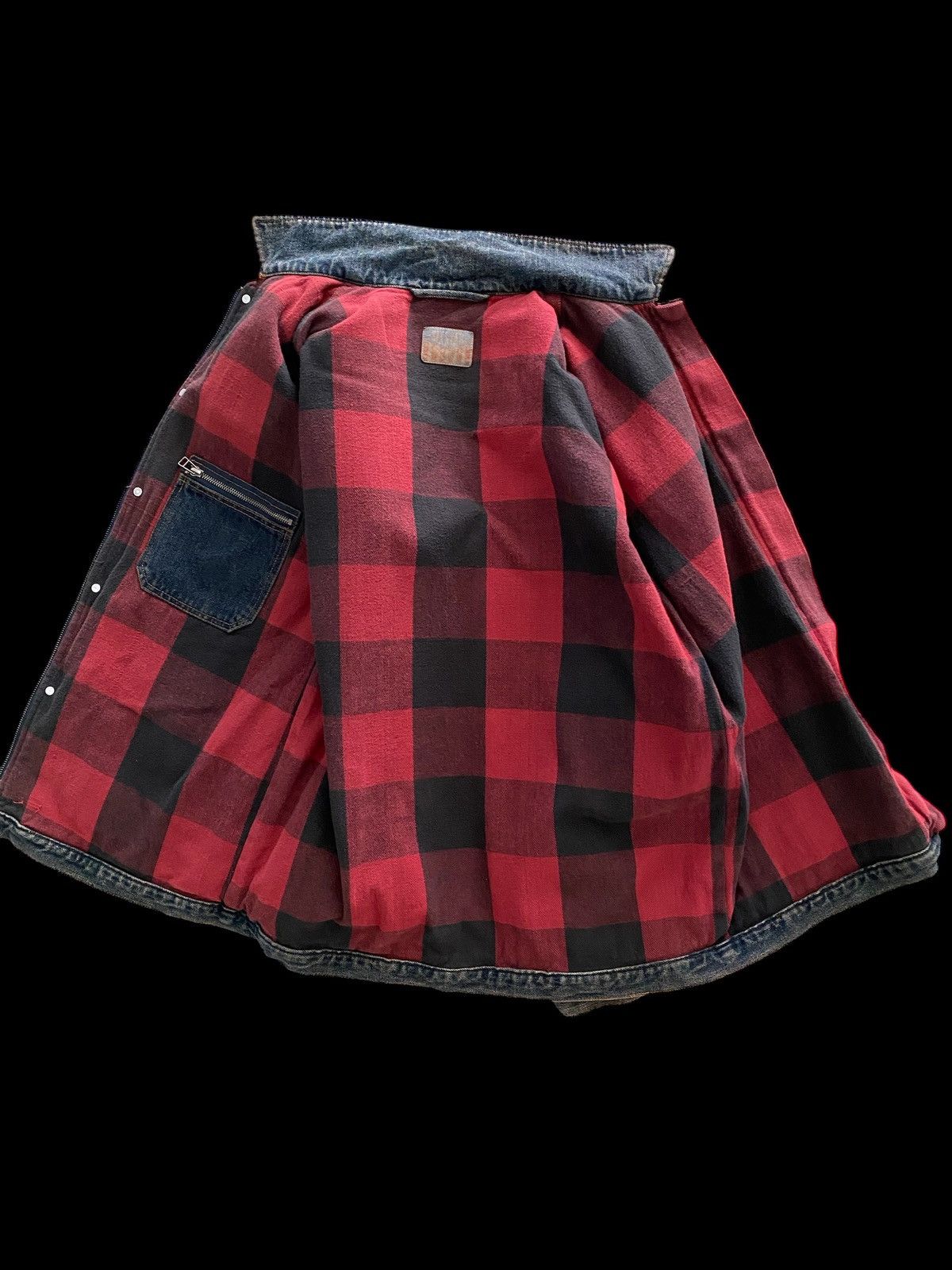 Hysteric Glamour Vintage SIX STAR CHORE DENIM JACKET LINNING PLAID PUNK Size US L / EU 52-54 / 3 - 8 Thumbnail