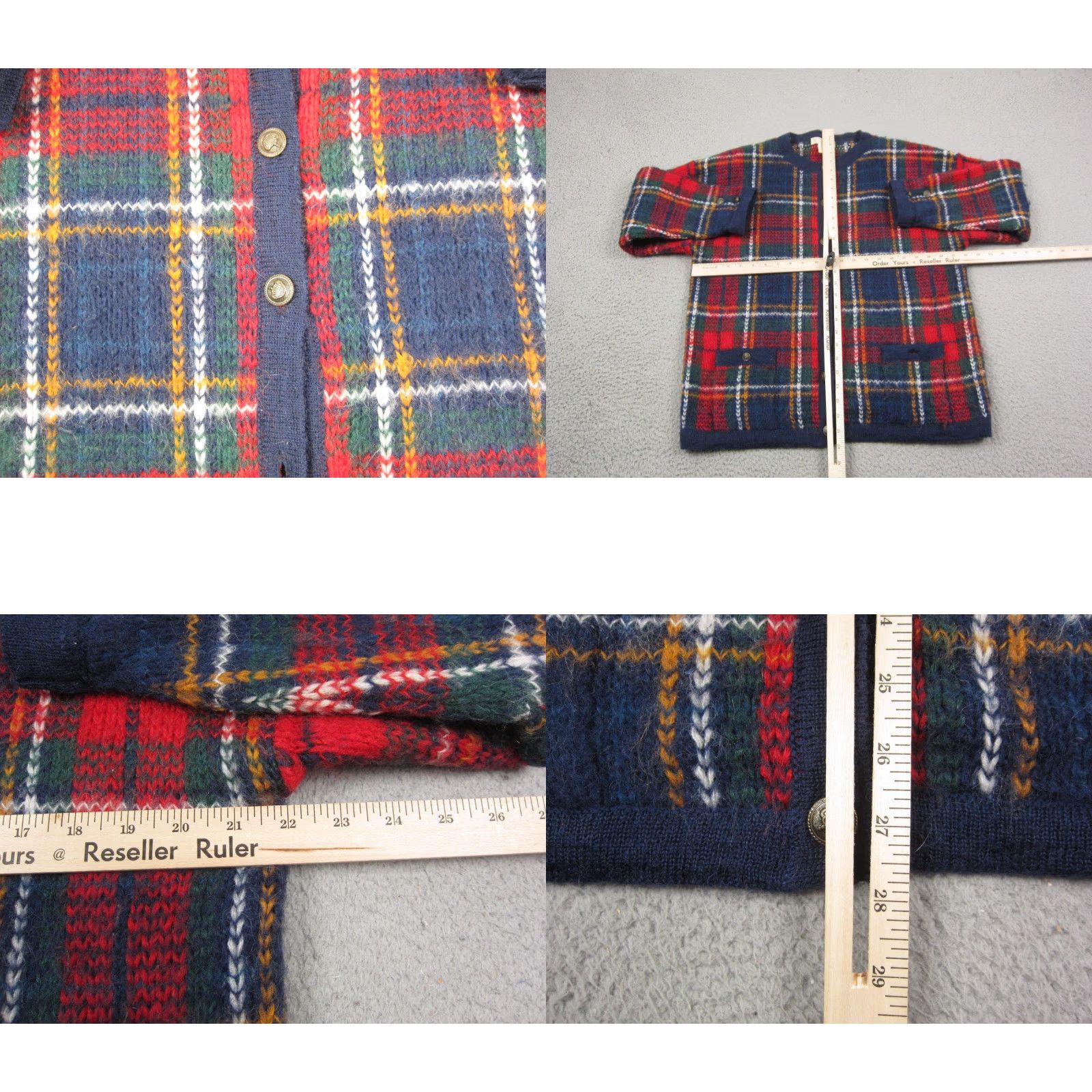 Vintage VINTAGE Cape Isle Cardigan Women XL Red Plaid Mohair 90s Knit Crew Neck Long Sleeve Buttoned Size XL / US 12-14 / IT 48-50 - 8 Thumbnail