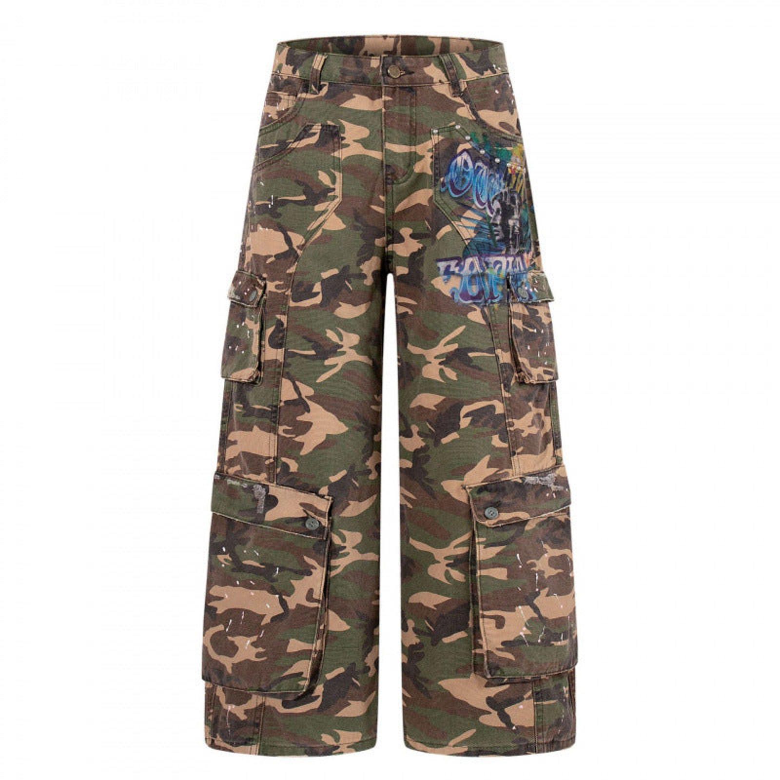Other Green Military Camo Multi-Pocket Wide-Leg Trouser Size US 32 / EU 48 - 6 Thumbnail