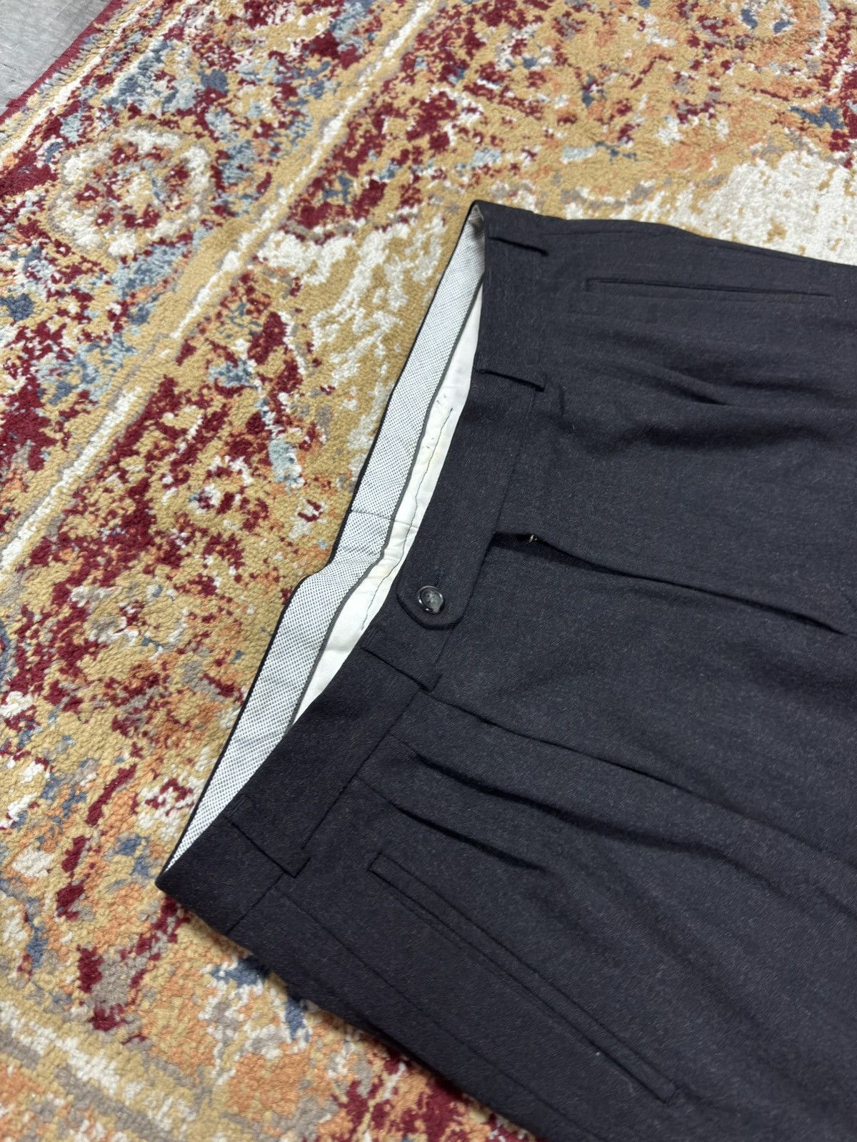 Hiltl Vintage Suit Pants Wool Blend Striped Wide Leg Baggy Formal Size US 36 / EU 52 - 2 Thumbnail