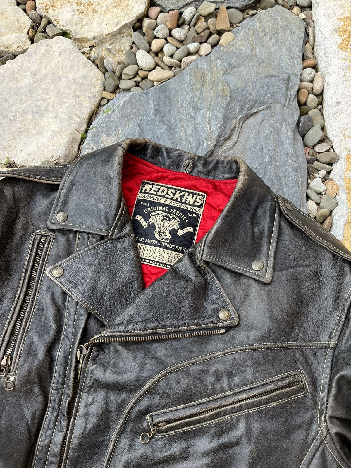 NFL × Vintage Vintage leather Redskins biker jacket distressed ramones Size US XL / EU 56 / 4 - 7 Thumbnail