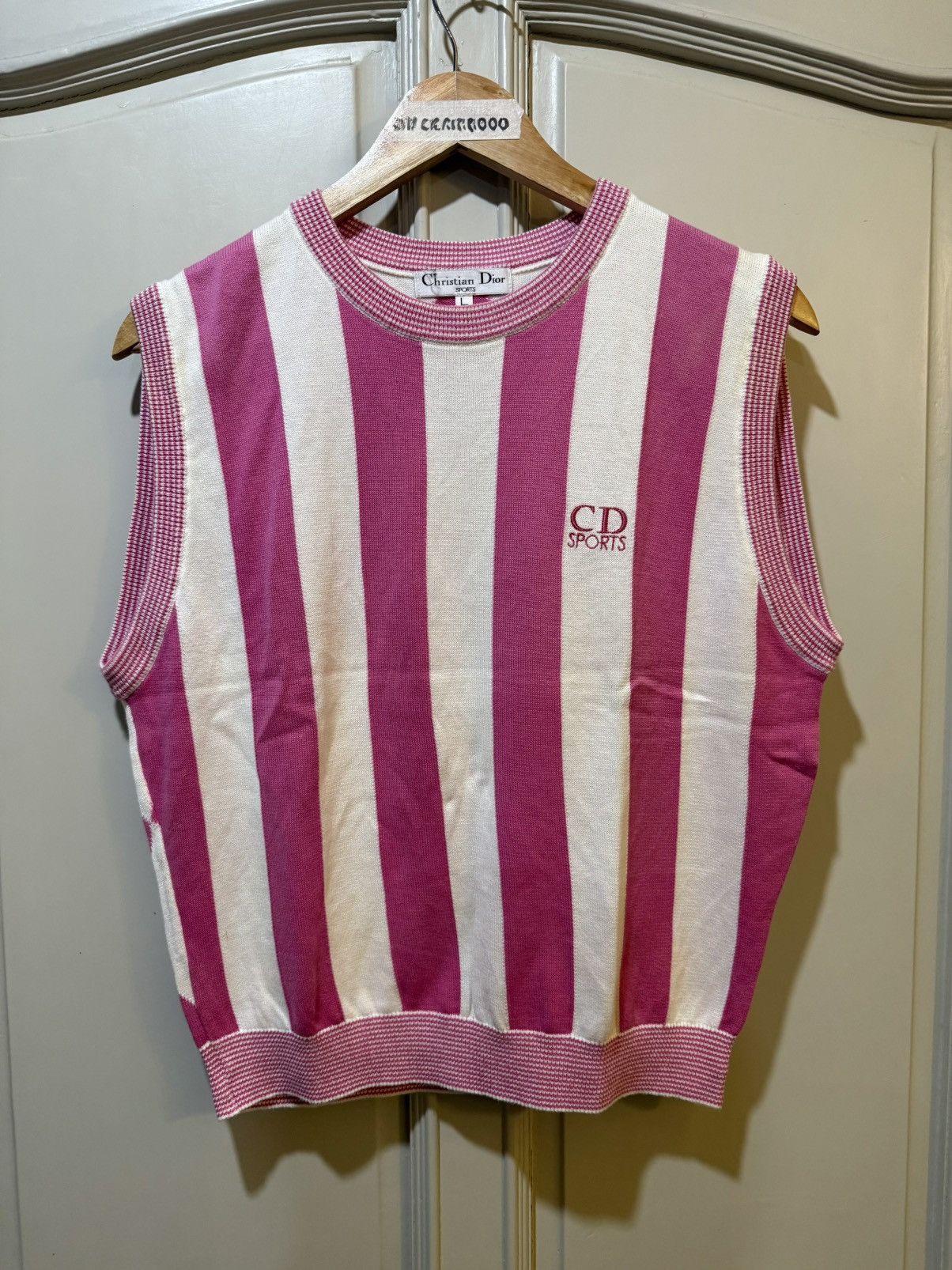 Other Christian Dior Pink Stripe Sports Vest Size L / US 10 / IT 46 - 1 Thumbnail