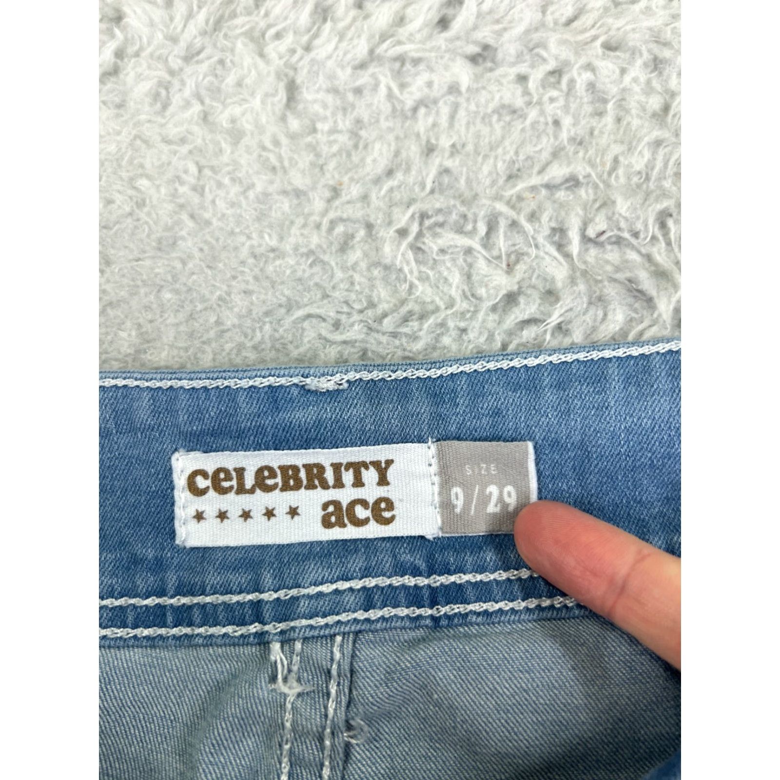 Denime Celebrity Ace Jeans Womens 30x29 Blue Denim Distressed Flared Slim Fit 5-Pocket Logo Button Zip Regular Adult Womens Clothing Size 30" / US 8 / IT 44 - 6 Thumbnail