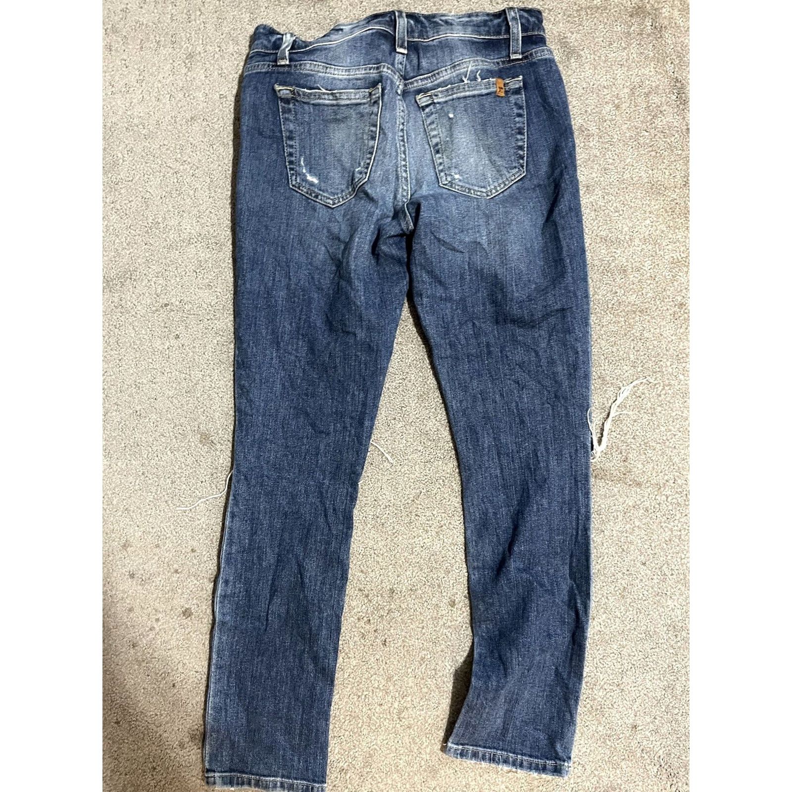 Vintage Joe's Jeans Keagan Womens 25 Blue Mid Rise Straight Ankle Distressed Denim Jeans Size 42" / US 20 - 3 Thumbnail