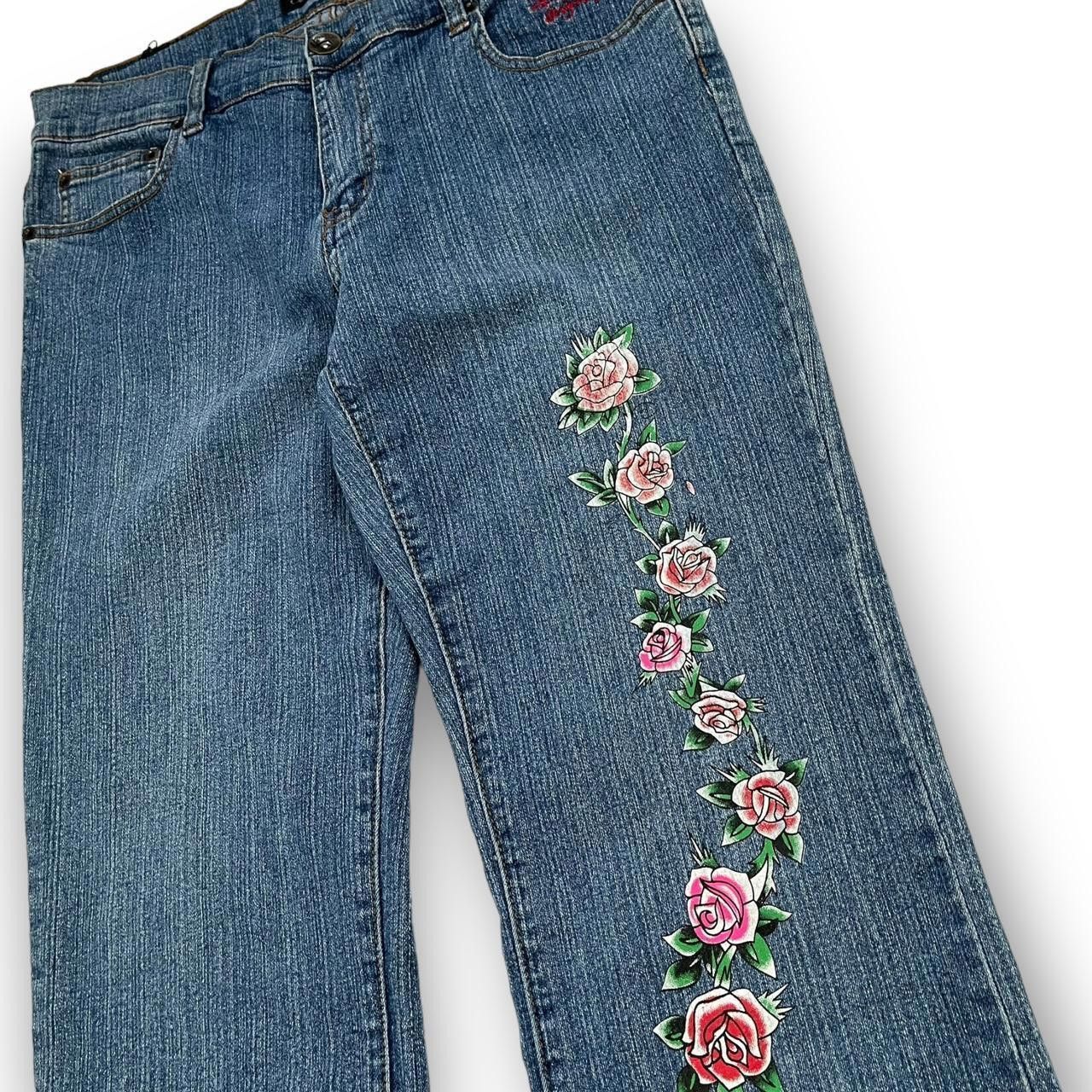 Ed Hardy Ed Hardy Women's Blue and Multi Jeans Size 33" - 5 Thumbnail