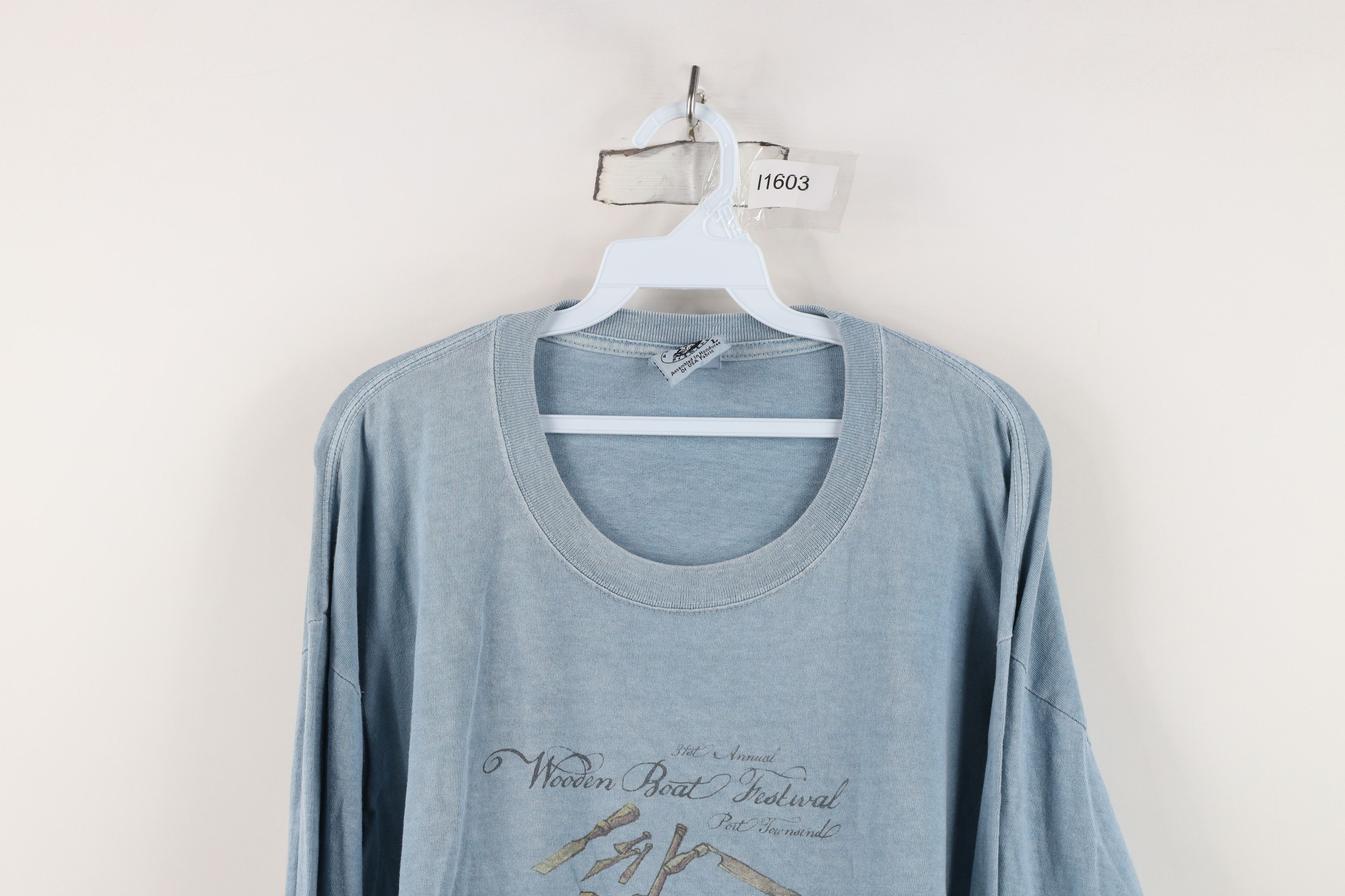Vintage Vintage Y2K Pigment Dye Long Sleeve T-Shirt Blue Cotton Size US L / EU 52-54 / 3 - 2 Thumbnail