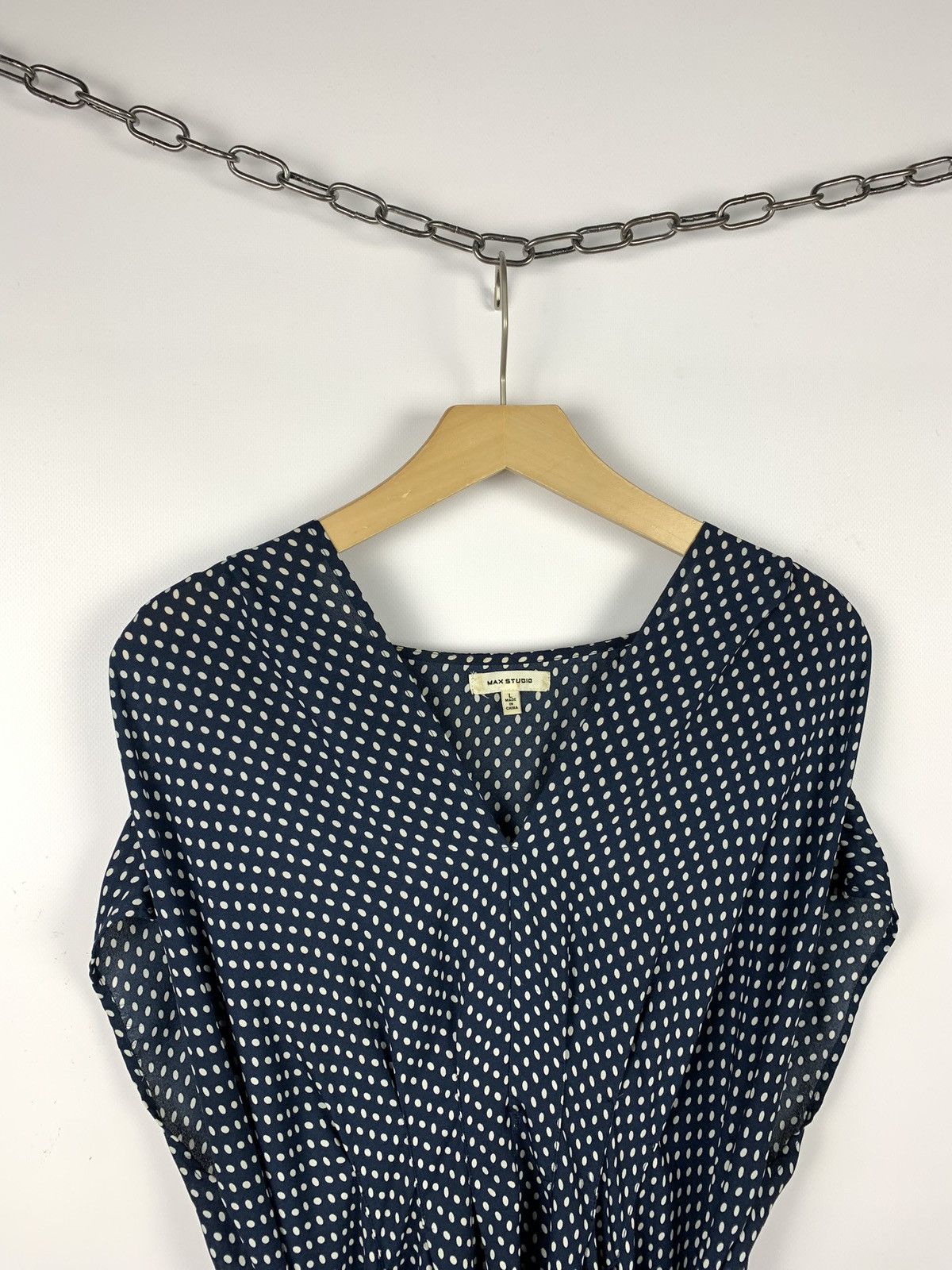Max Mara Max Studio Polka Dot Midi Dress Women’s Size L Blue Size L / US 10 / IT 46 - 2 Thumbnail