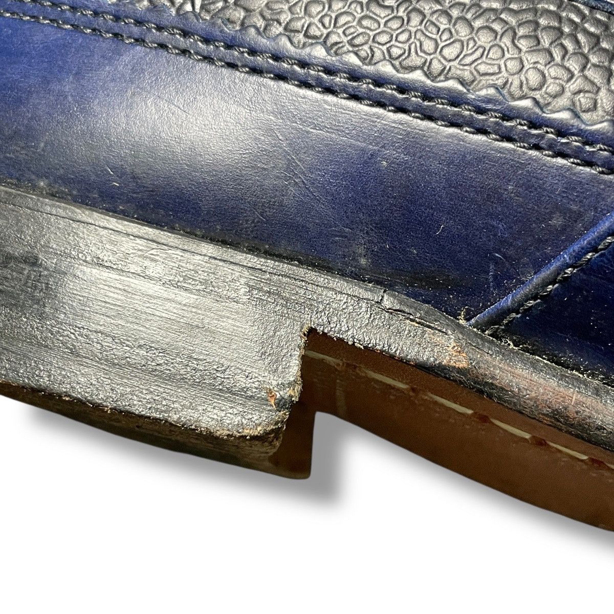 Yuketen VINTAGE Yuketen Kiltie Two-tone Blue/Black Leather Loafers Size US 10 / EU 43 - 10 Thumbnail