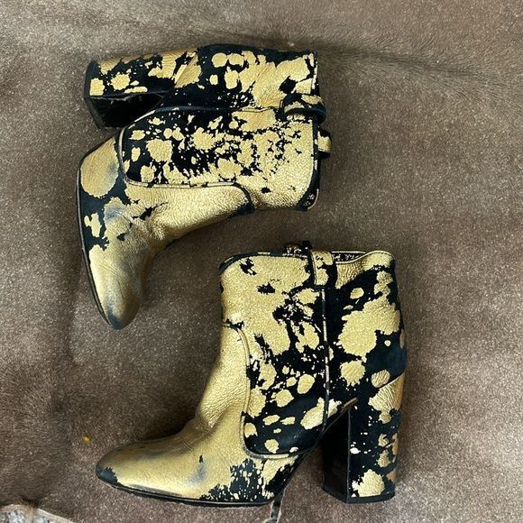 Other Laurence Dacade Gold Splatter Booties Size US 7 / IT 37 - 4 Thumbnail