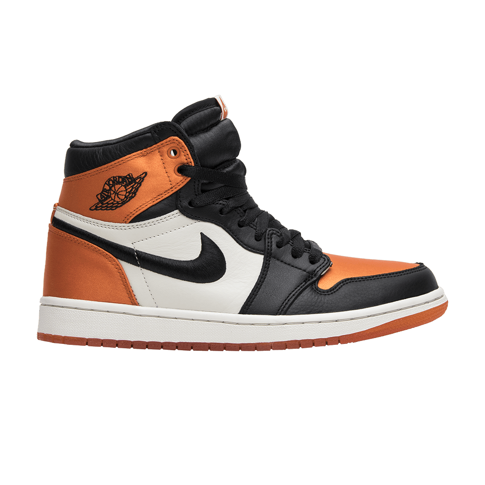 image of Wmns Air Jordan 1 Retro High OG Satin Shattered Backboard Shoes in Black, Women's (Size 5)