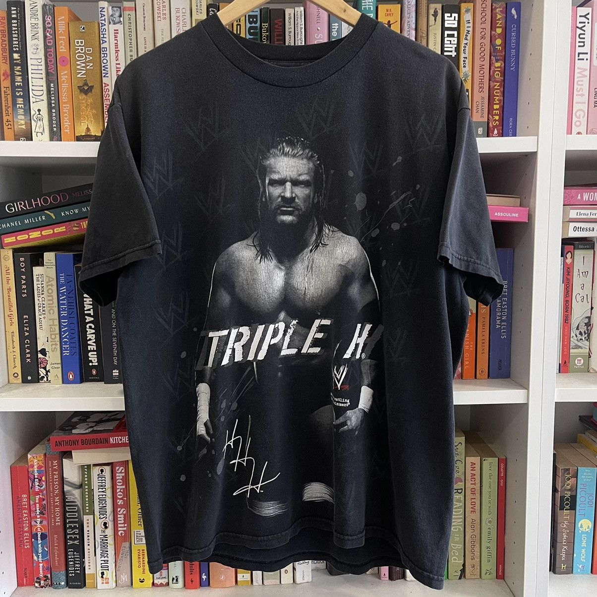 image of Vintage Triple H Wwf Wwe Promo Tee in Black, Men's (Size Large)