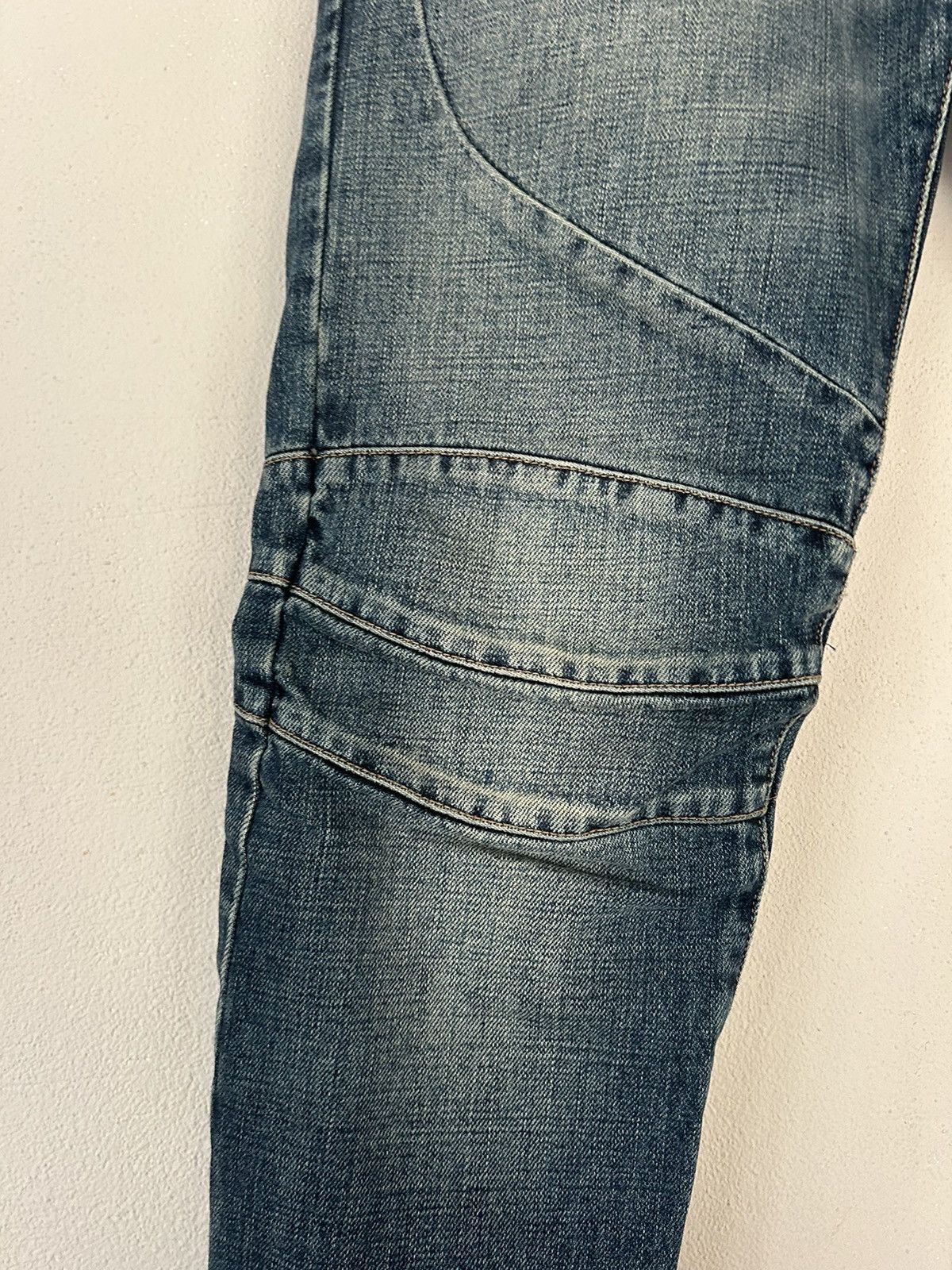 Balmain Blue Denim Biker Jeans Size US 31 - 7 Thumbnail