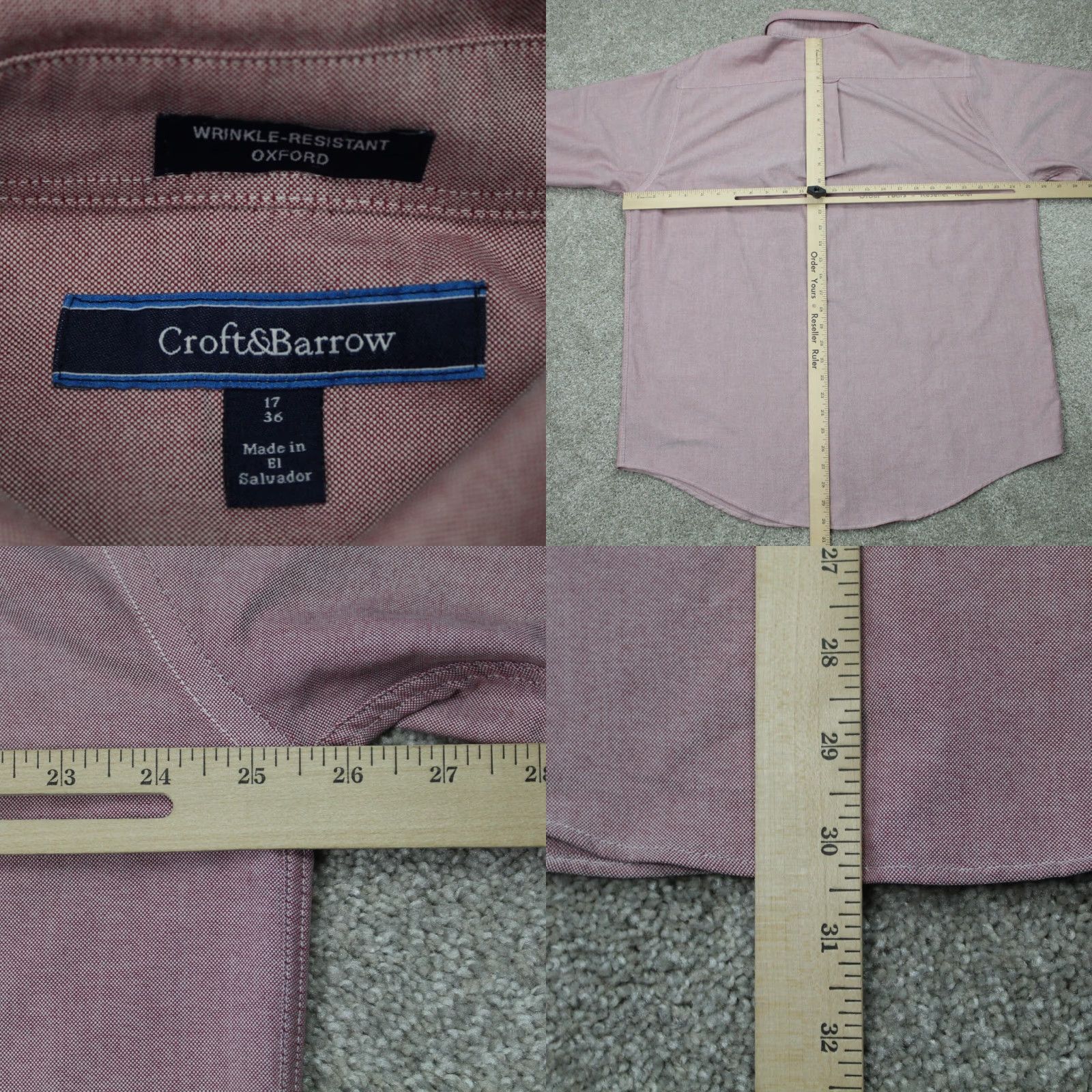 Croft & Barrow Croft & Barrow Shirt Mens 17 36 Red Wrinkle-Resistant Oxford L/S Cotton/Poly Dress Shirt Mens 17 36 Red + Button-Down Collar Long Sleeve Size US XL / EU 56 / 4 - 8 Thumbnail
