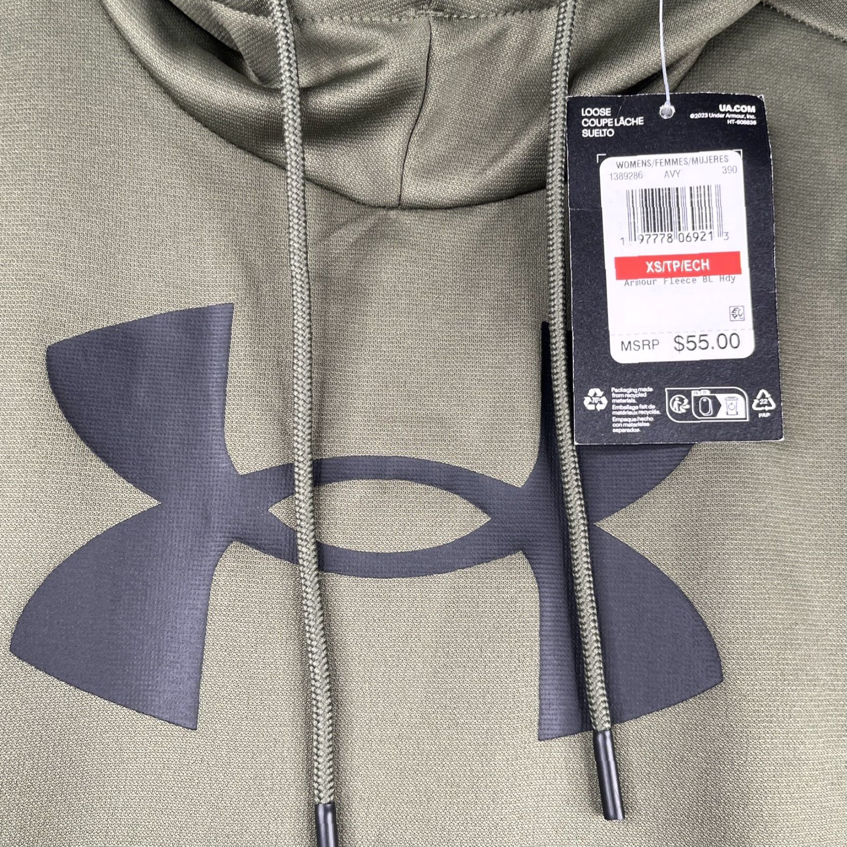 Under Armour Under Armour Hoodie Sweatshirt Womens XS Green Logo Graphic Print Pullover Fleece NWT Size XS / US 0-2 / IT 36-38 - 3 Thumbnail