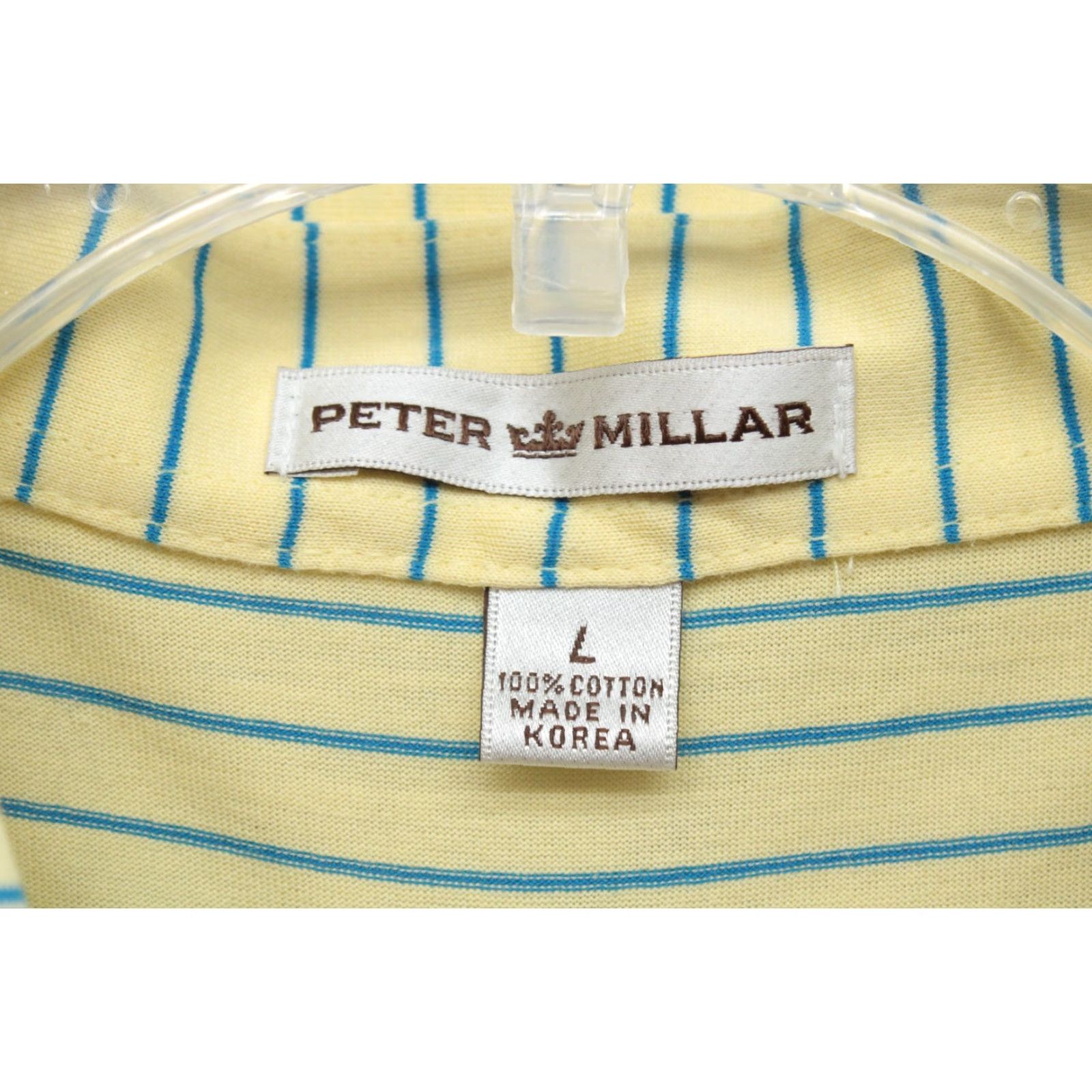 Peter Millar VINTAGE Peter Millar Polo Shirt Mens L Yellow Blue Stripes Hummingbird Logo Golfer Size US L / EU 52-54 / 3 - 6 Thumbnail