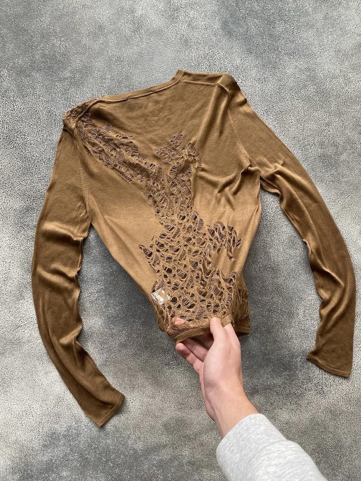 Gucci 2000’s Gucci By Tom Ford Silk Mesh Blouse Brown Vintage Size M / US 6-8 / IT 42-44 - 7 Thumbnail