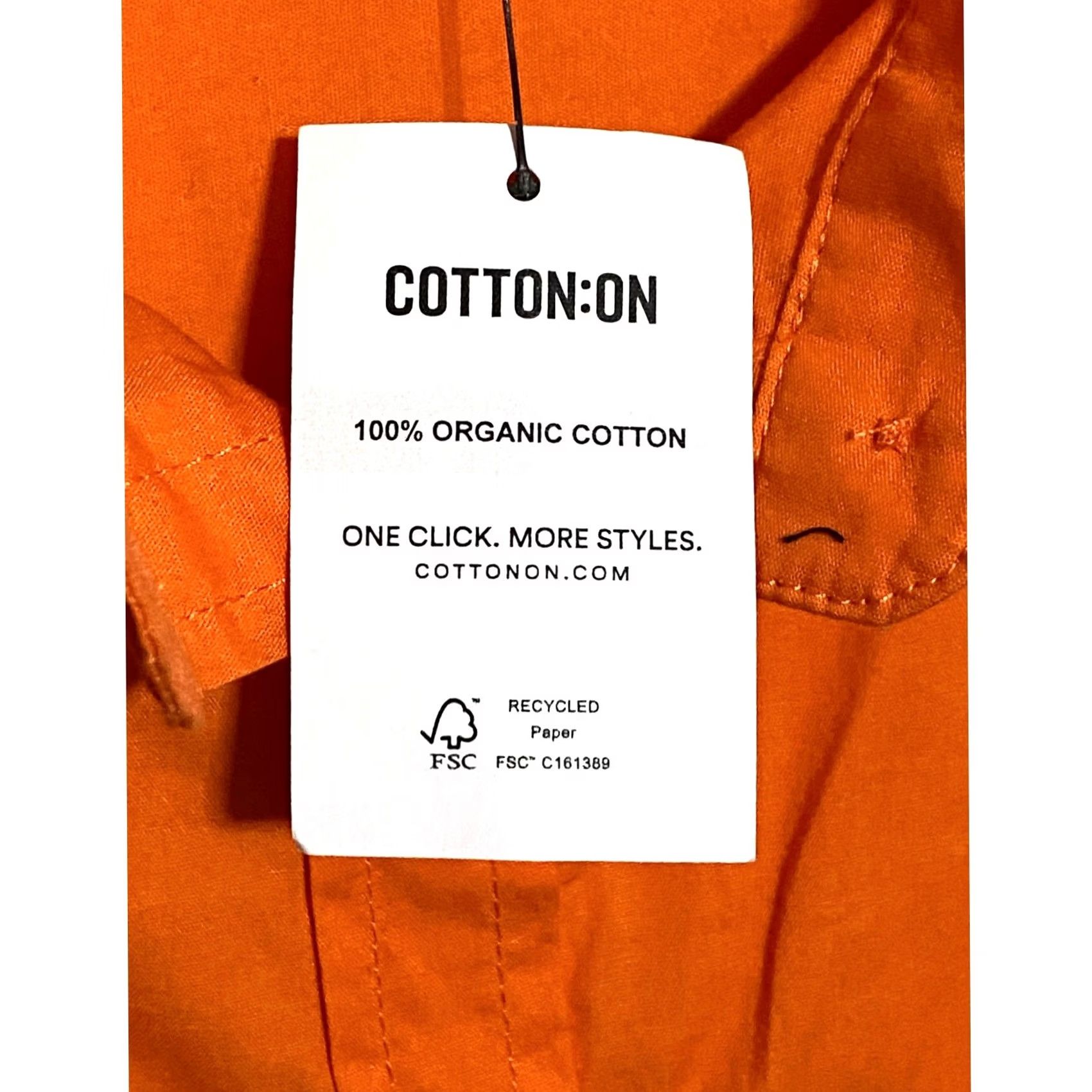 Cotton On VINTAGE? No. Cotton:On Oversized Orange Button Dad Shirt Womens XS Organic Cotton Casual NWT Size XS / US 0-2 / IT 36-38 - 5 Thumbnail