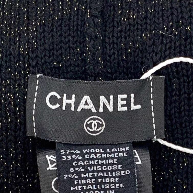 Chanel Chanel Black Camellia Logo Wool Beanie 47cm 99% New Size ONE SIZE - 8 Thumbnail