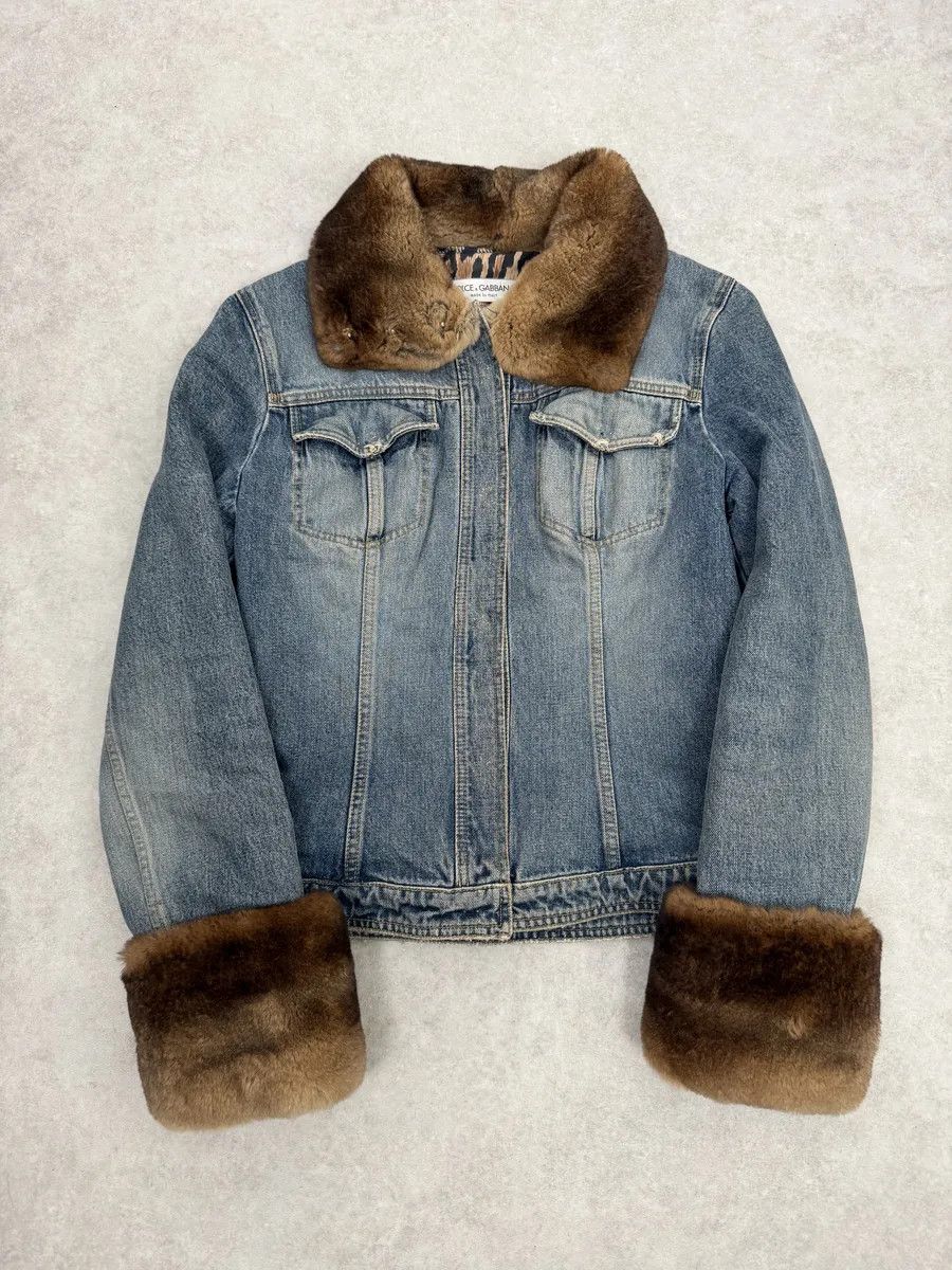 FW1998 Dolce & Gabbana Blue Denim & Fur Jacket