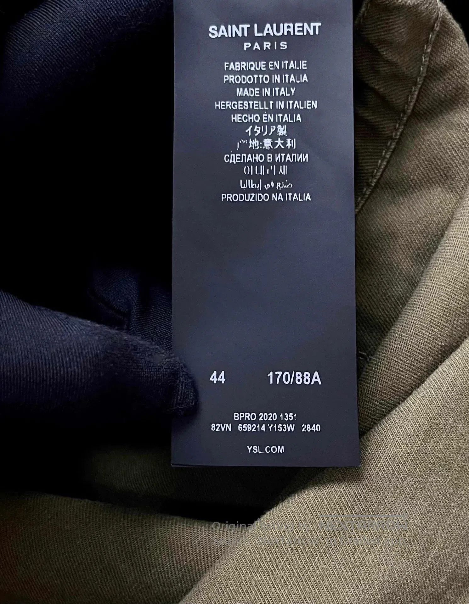 Saint Laurent Paris army green distressed logo denim jacket. Size US L / EU 52-54 / 3 - 4 Thumbnail