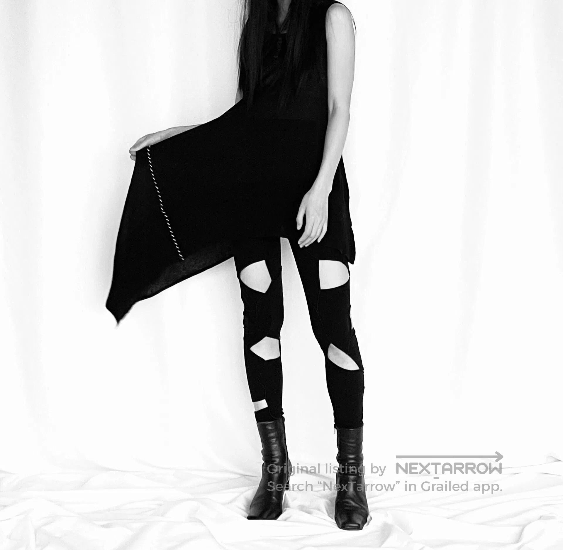 Yohji Yamamoto Yohji Yamamoto Black Cutout Leggings. Size 23" - 5 Thumbnail