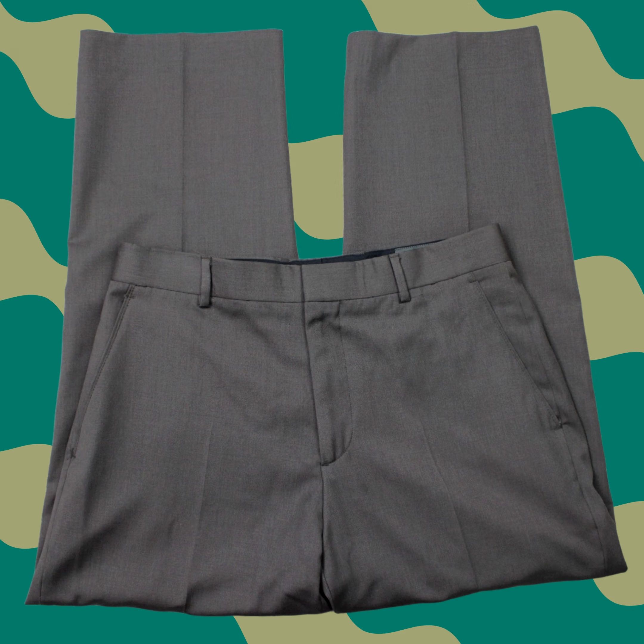 Banana Republic Banana Republic Pants Mens 35x30 Brown Wool Flat Front Straight Dress Pants Size US 35 - 1 Thumbnail