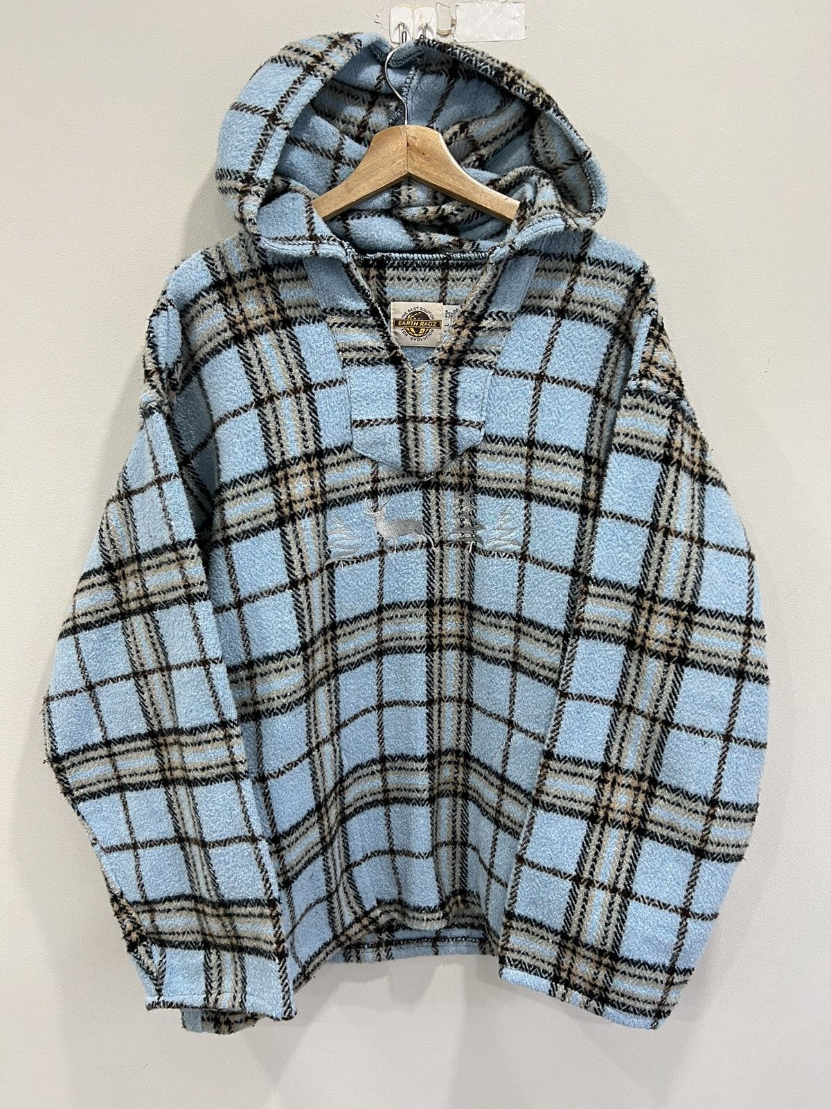 Vintage Vintage Earth Ragz Plaid Hoodie Sweater deer animal Size US XL / EU 56 / 4 - 1 Thumbnail