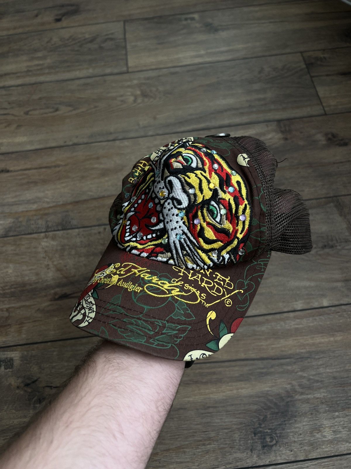 Christian Audigier × Ed Hardy × Vintage Ed Hardy cap vintage brown hat Y2K Christian Audigier Size ONE SIZE - 1 Thumbnail