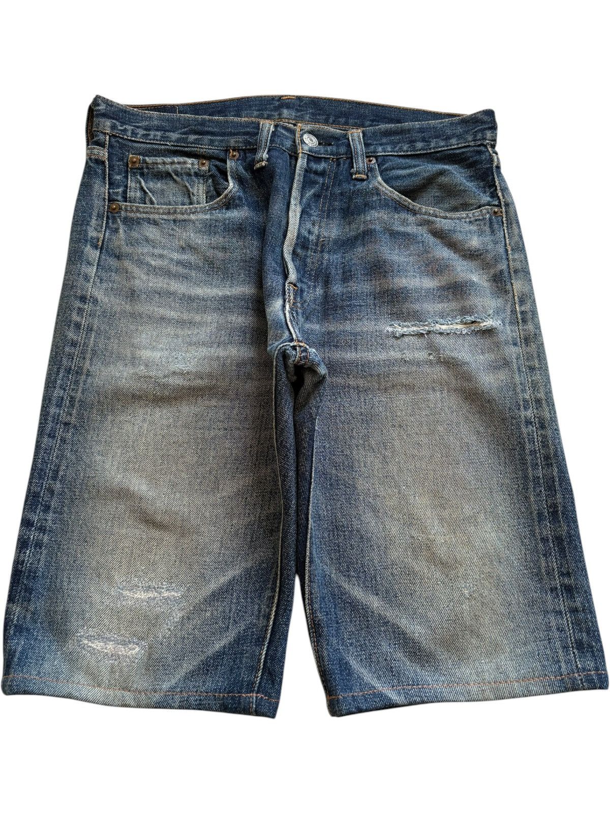 Denime × Japanese Brand Vintage Denime Selvedge Rusty Mud Wash Loose Baggy Shorts Size US 31 - 2 Thumbnail
