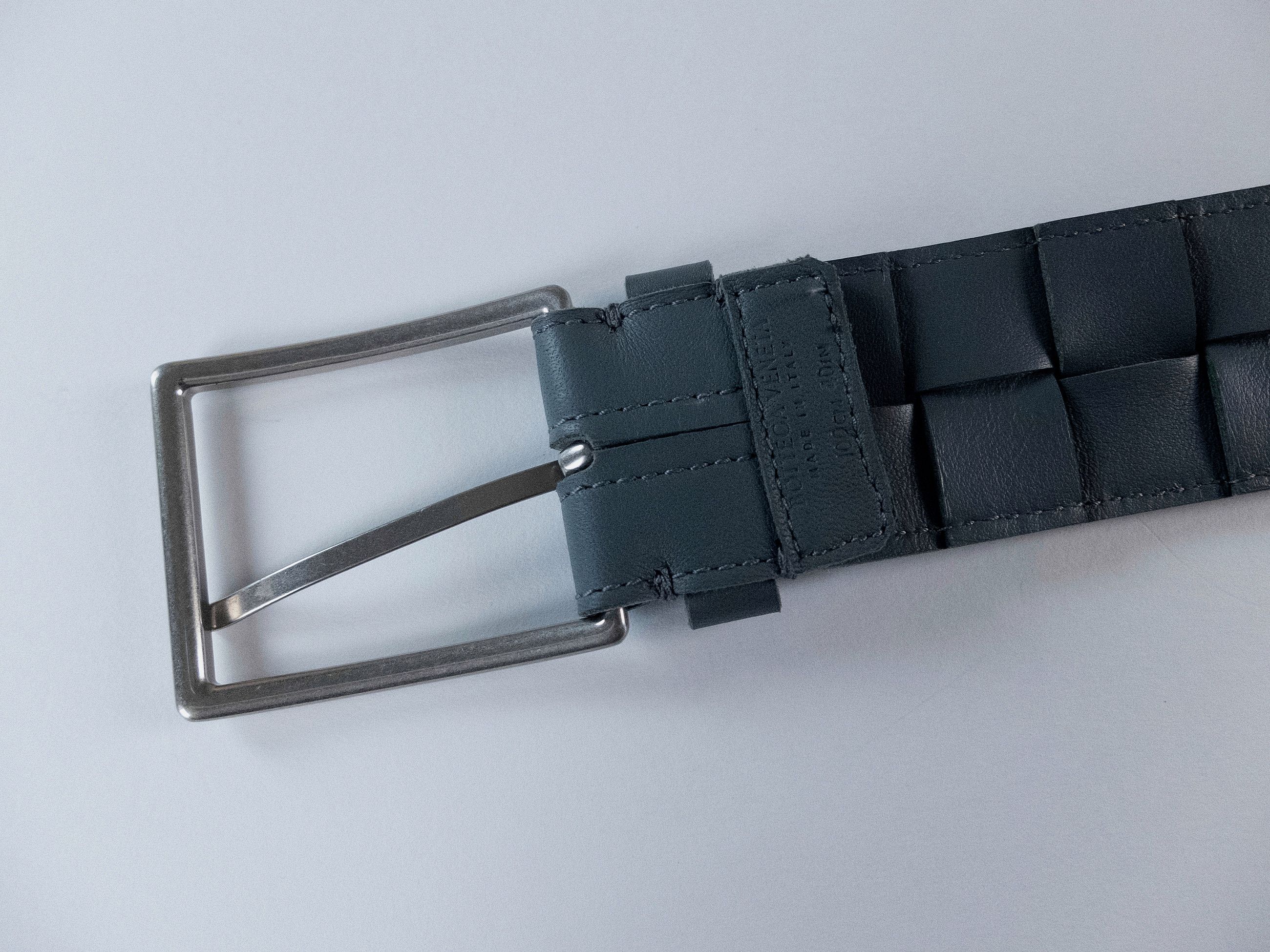Bottega Veneta BOTTEGA VENETA gray intrecciato leather belt 100 Size 38 - 4 Thumbnail