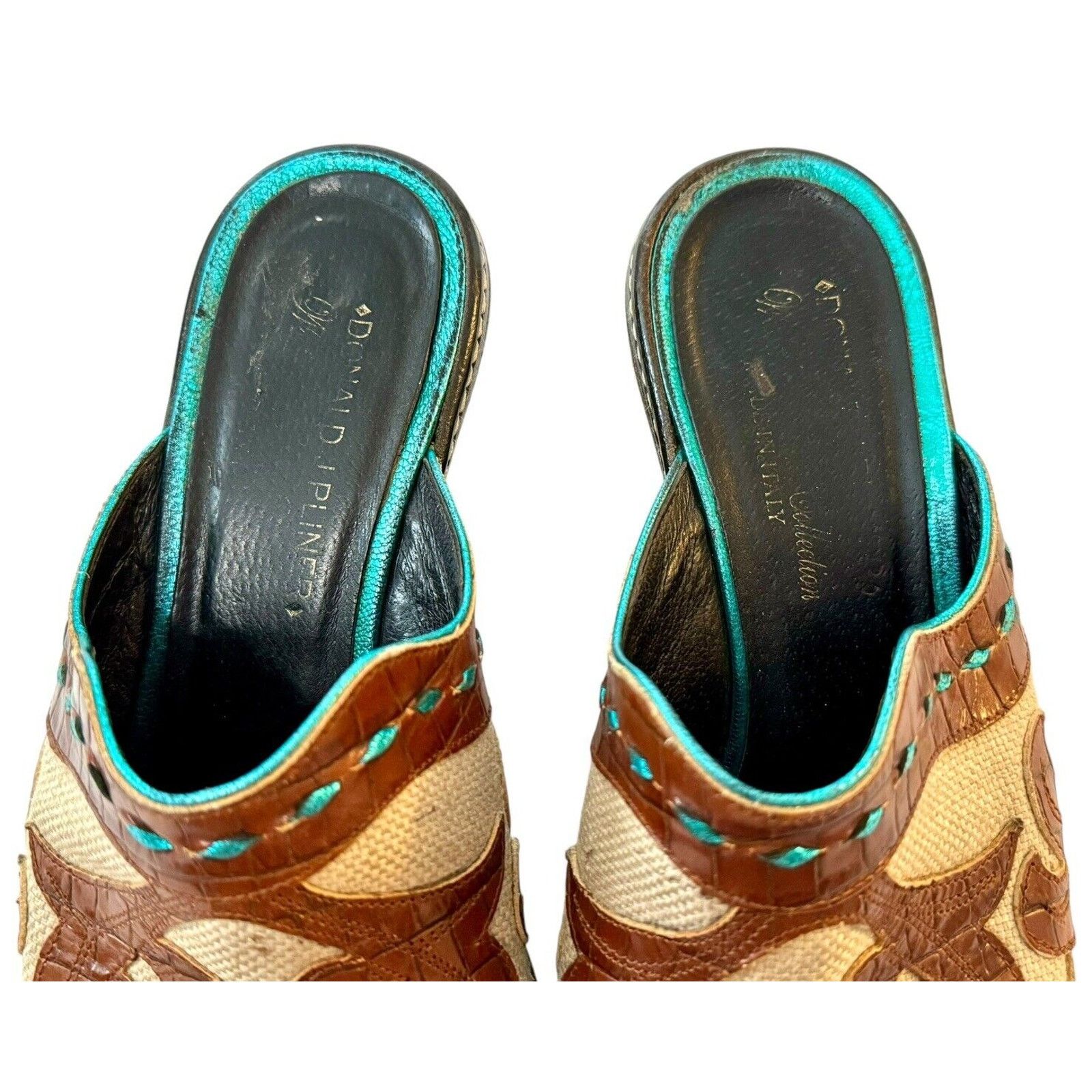 DONALD J. PLINER Juno Leather Brown Western Italian Mules 7M