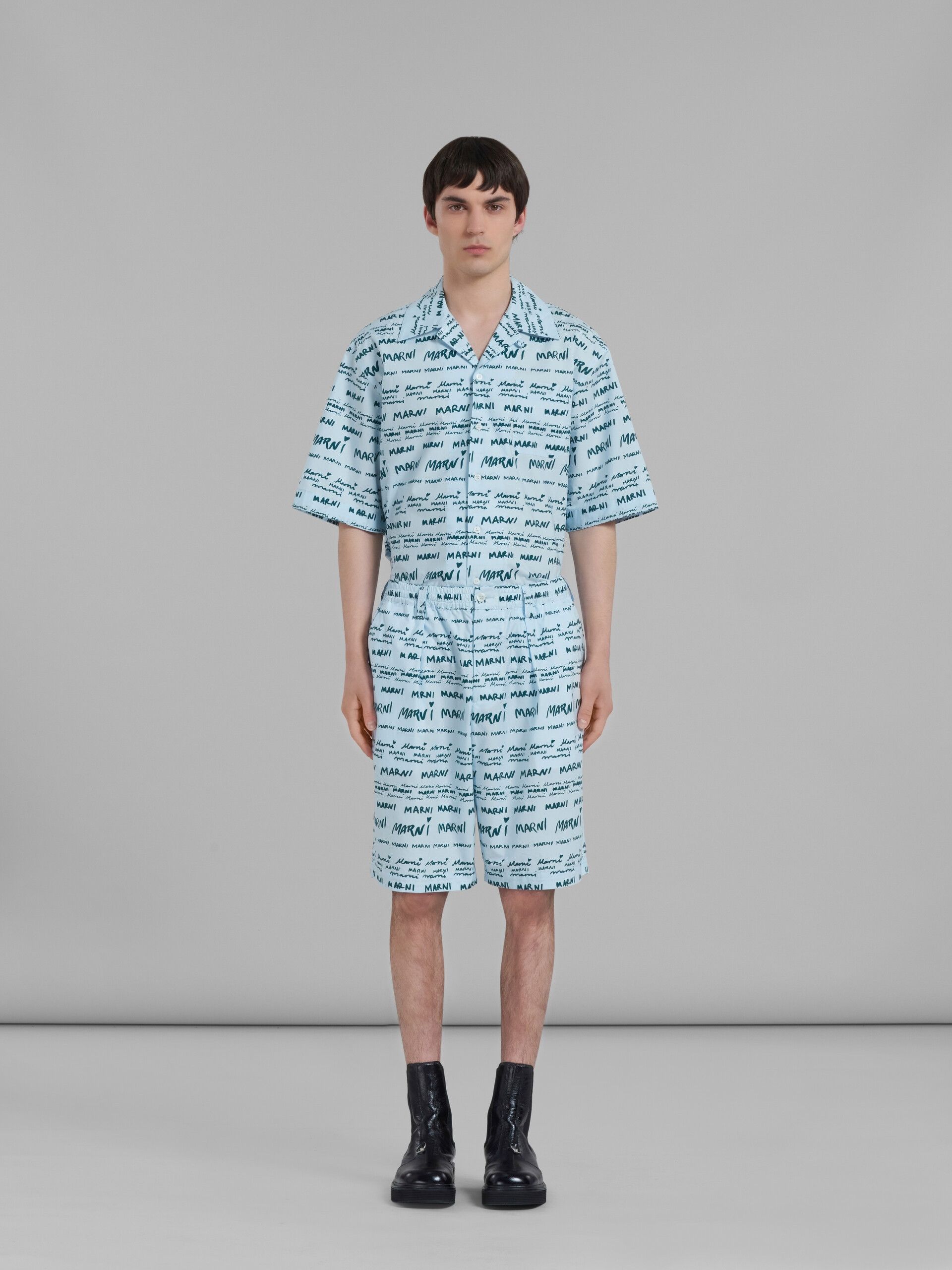 Marni o1w1db10125 Poplin Shorts in Navy Blue/Light Blue Size US 36 / EU 52 - 2 Thumbnail