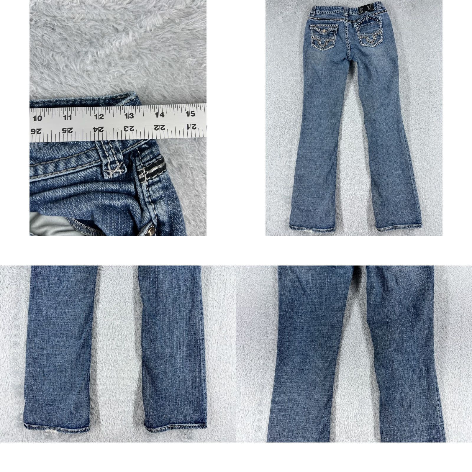 Denime Rock And Roll Cowgirl Jeans Womens 28 Blue Denim Mid Rise Bootcut 26x31 Read Rock Girls Womens Jeans Size 28" / US 6 / IT 42 - 9 Thumbnail