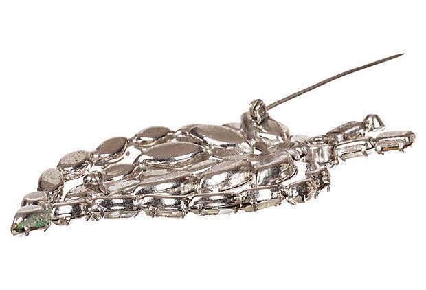 Designer Leaf Motif Clear Rhinestone Pin Size ONE SIZE - 4 Thumbnail