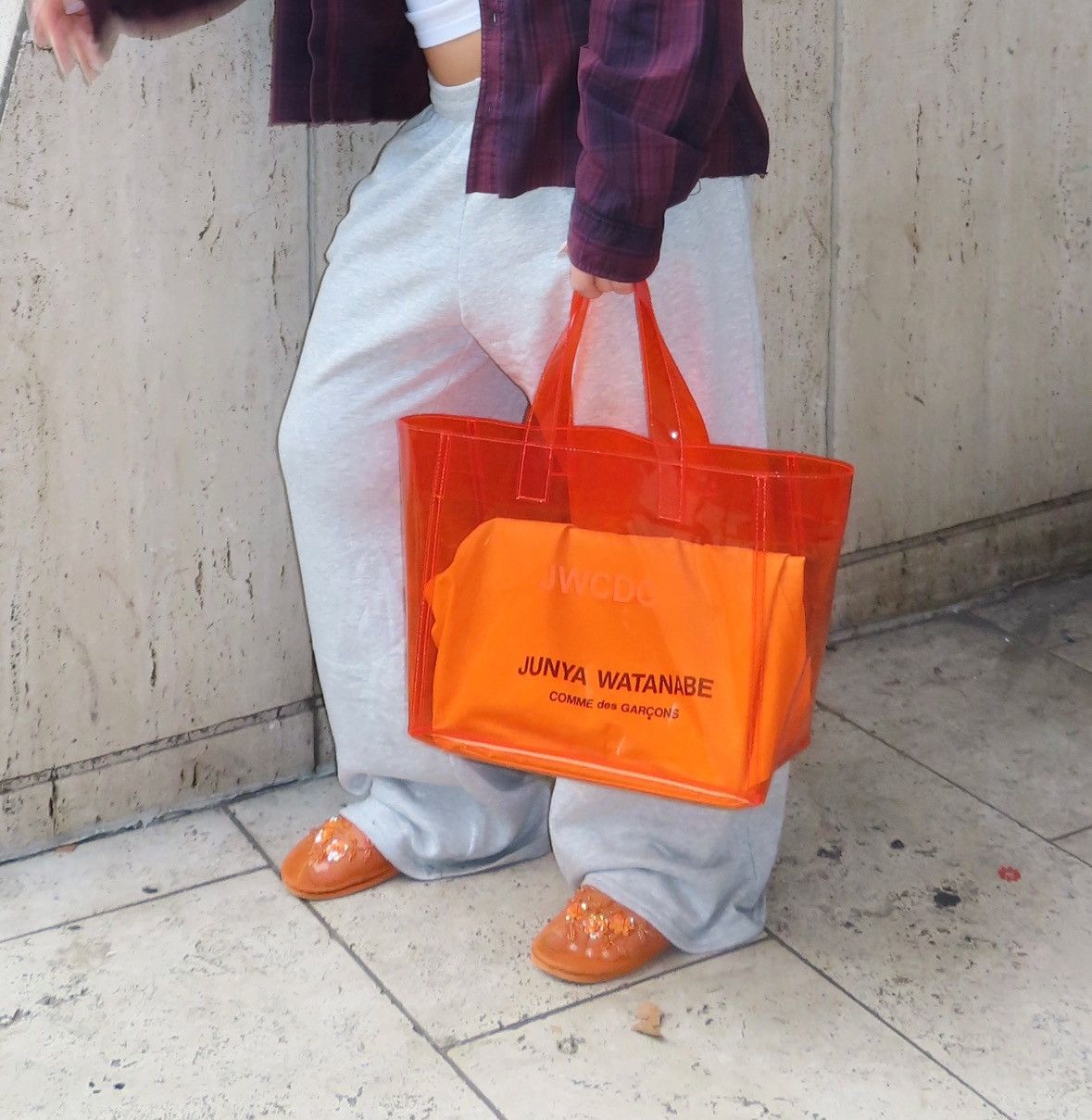 Comme des Garcons Neon Orange Comme des Garçons x Junya Watanabe pvc tote bag. Size ONE SIZE - 4 Thumbnail