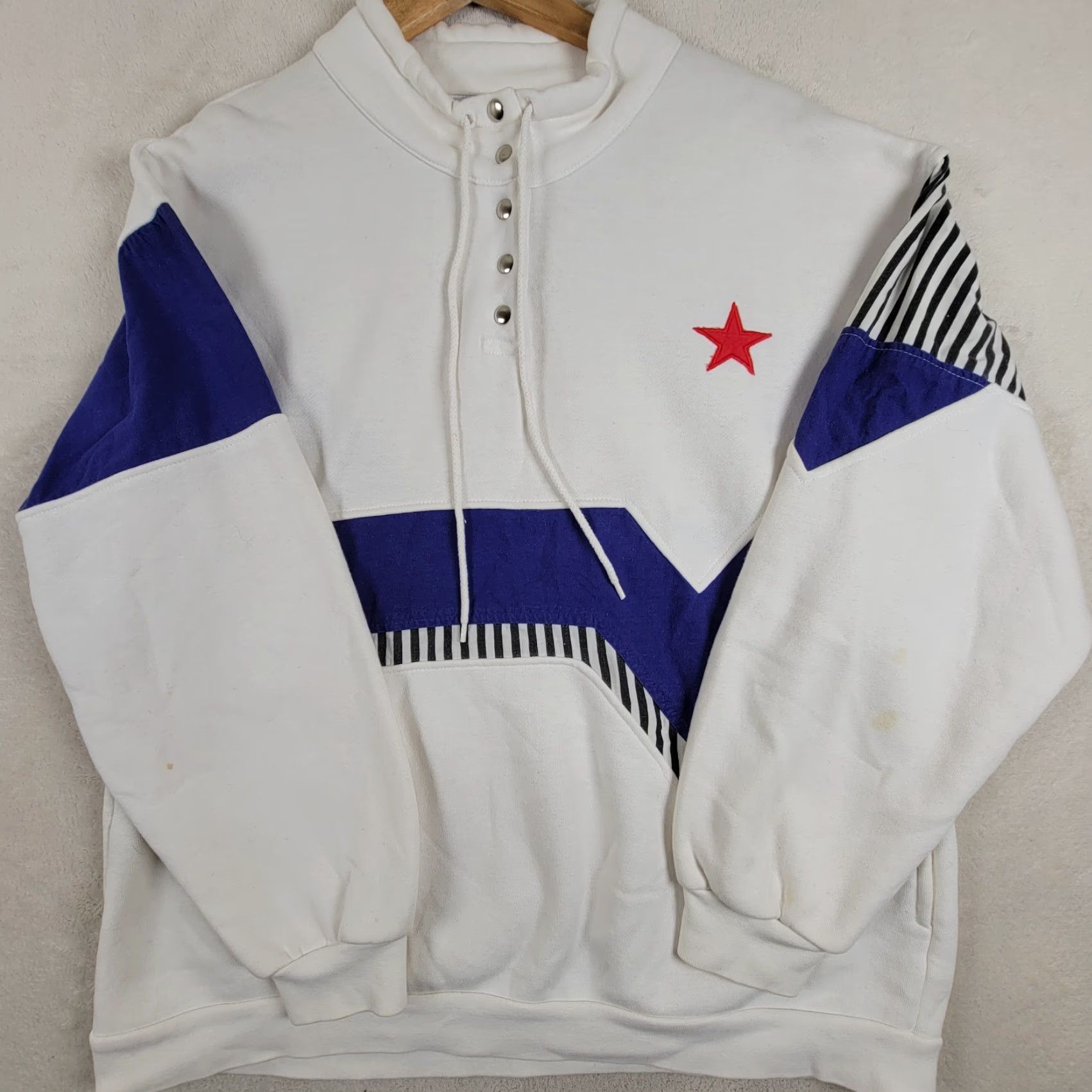 Nordstrom VINTAGE Nordstrom Active Wear White Jacket Unisex Adults M 80s Fringe Star Geometric Nylon Basic Jacket Mens Womens Size M / US 6-8 / IT 42-44 - 2 Thumbnail